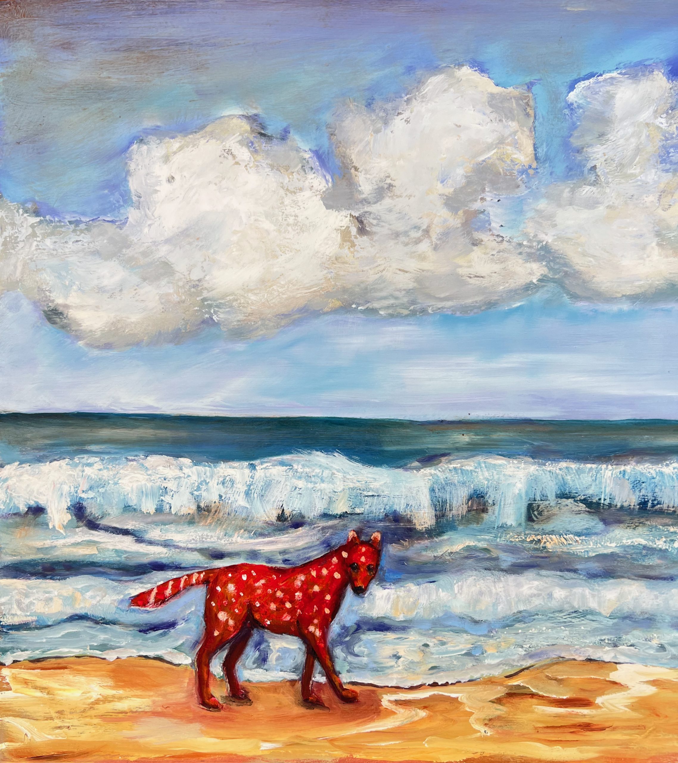 Red Dog On The Beach Close Up