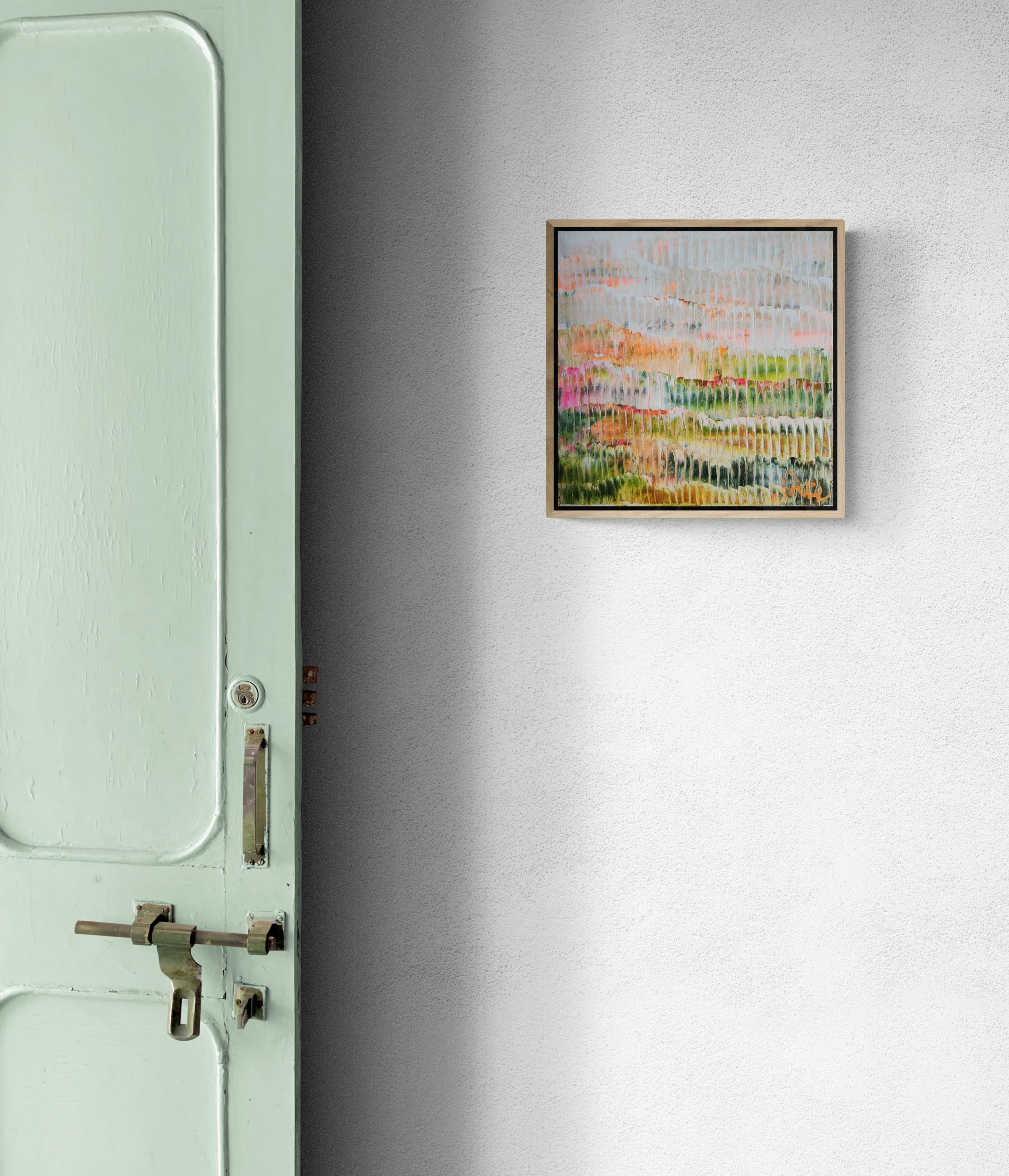 Interior Entrance With Rustic Door And Plant