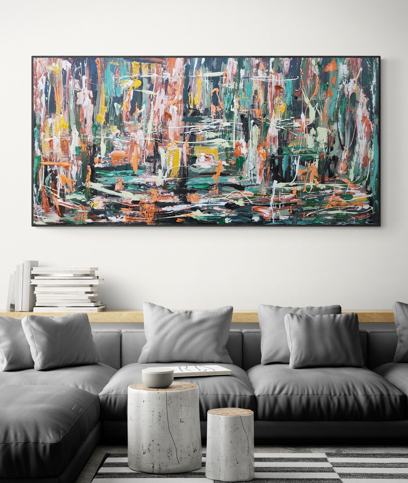 Lounge With Corner Sofa And Tree Stump Pedestals 3