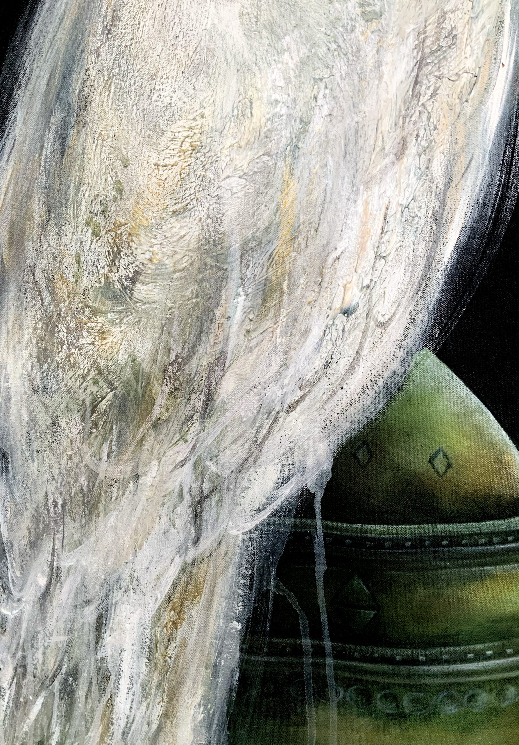 2. The Awakening White Peacock On Censer Closeup