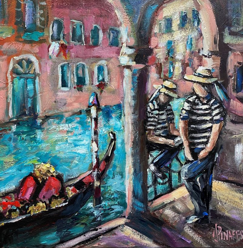 Gondoliers waiting for work in Venice