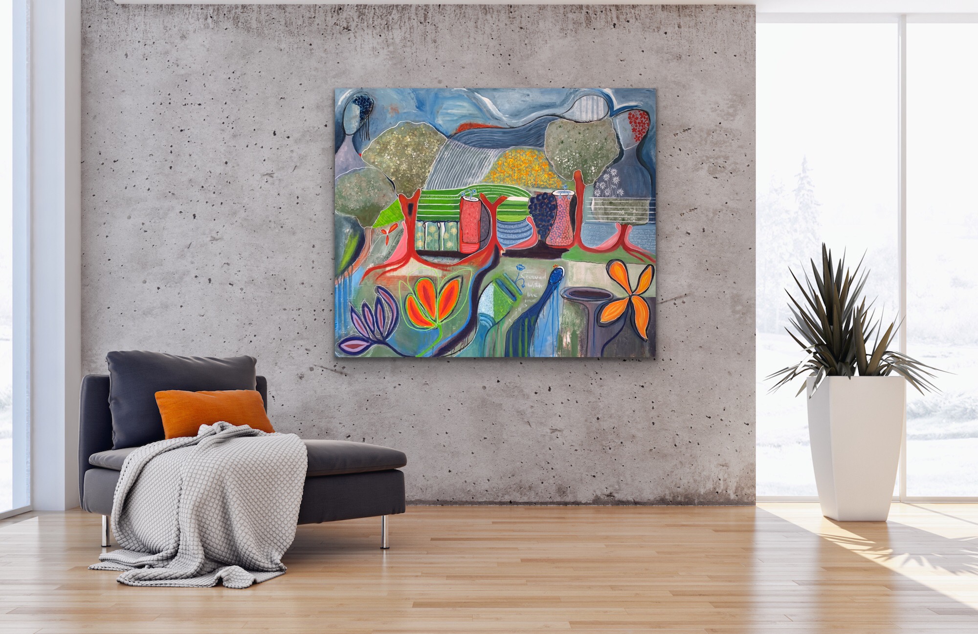 Carved With Memories Insitu Grey Wall (2)