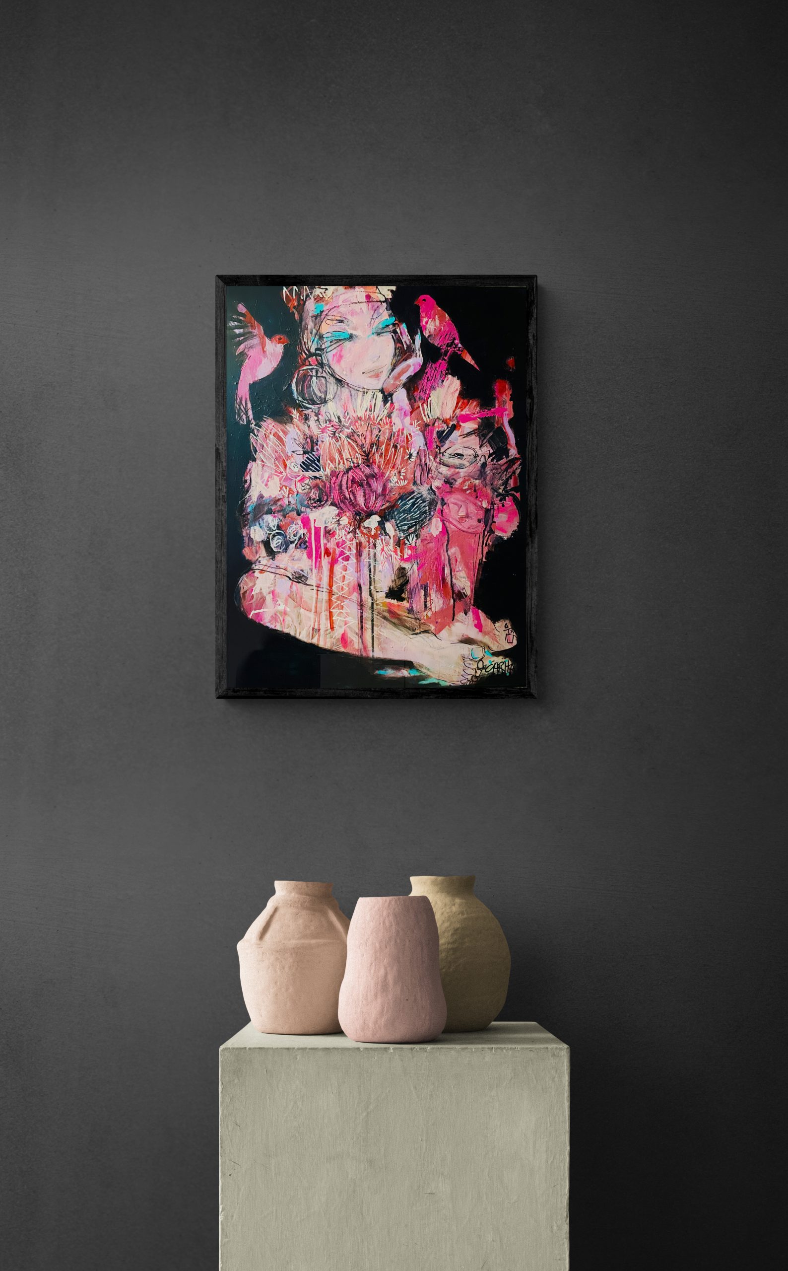 Carita Farrer Spencer Bold Bouquet 71 X 53 Cm Acrylic On Wood.insitu3