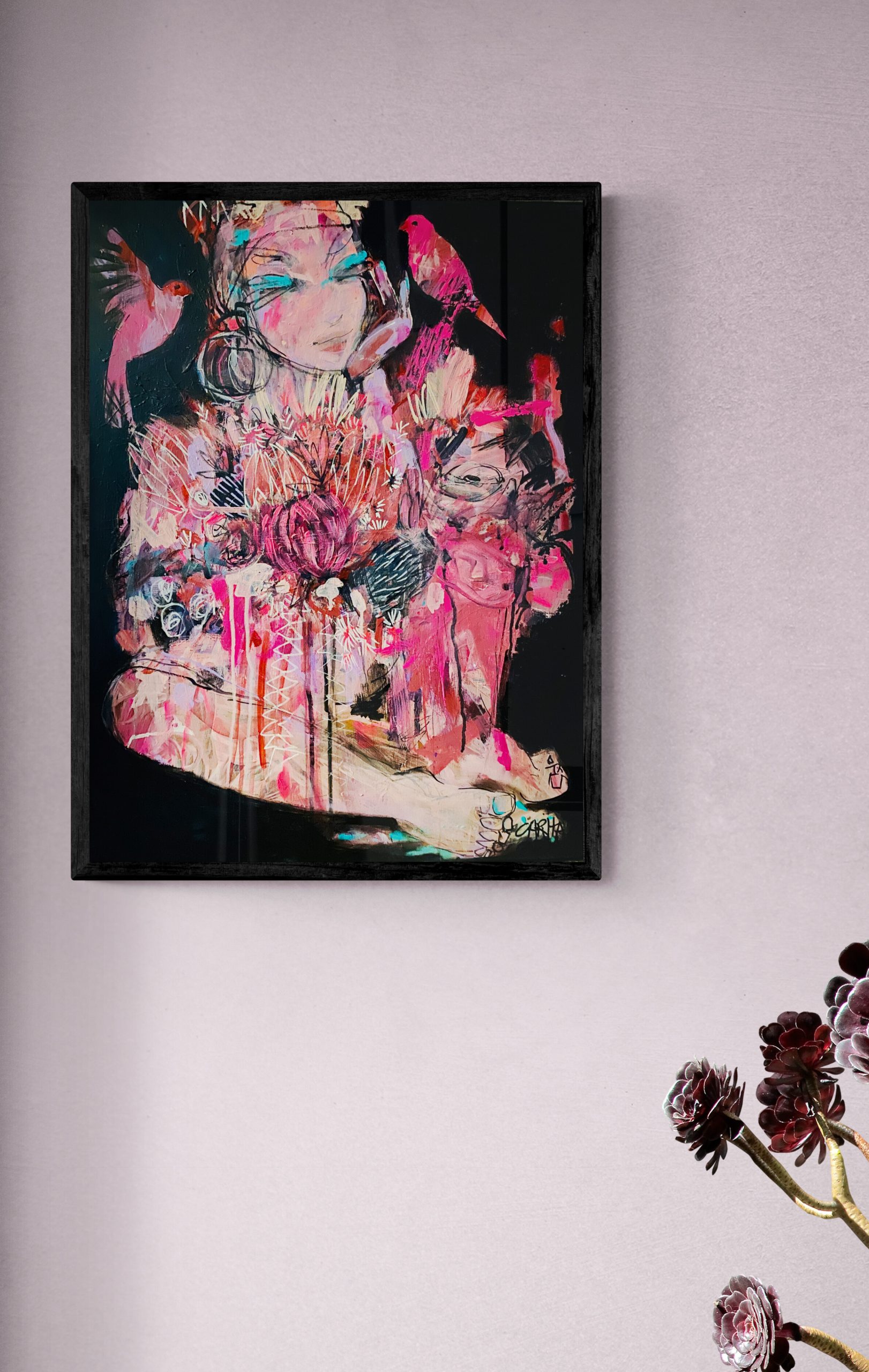 Carita Farrer Spencer Bold Bouquet 71 X 53 Cm Acrylic On Wood.insitu1jpg