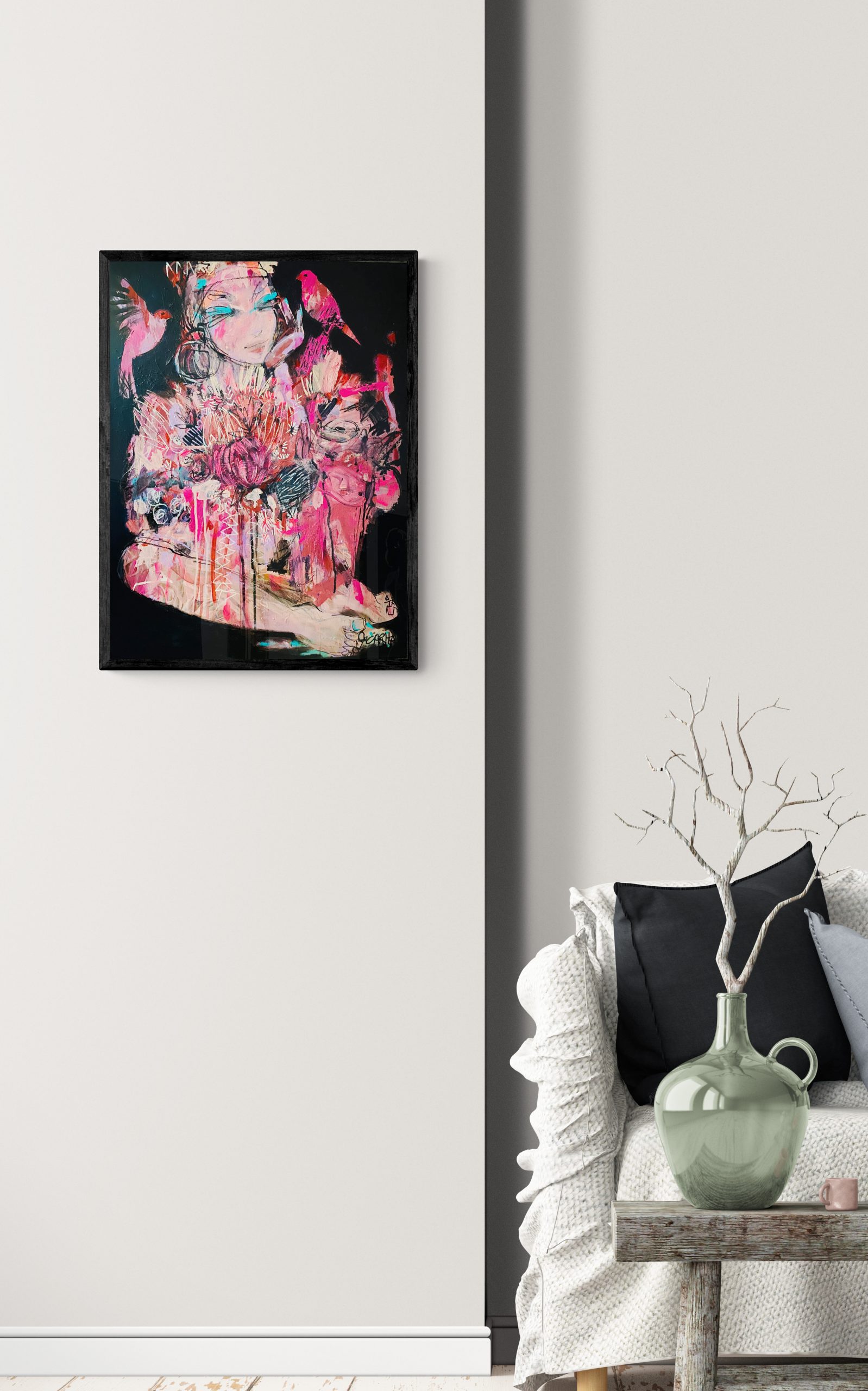 Carita Farrer Spencer Bold Bouquet 71 X 53 Cm Acrylic On Wood.insitu2.pg