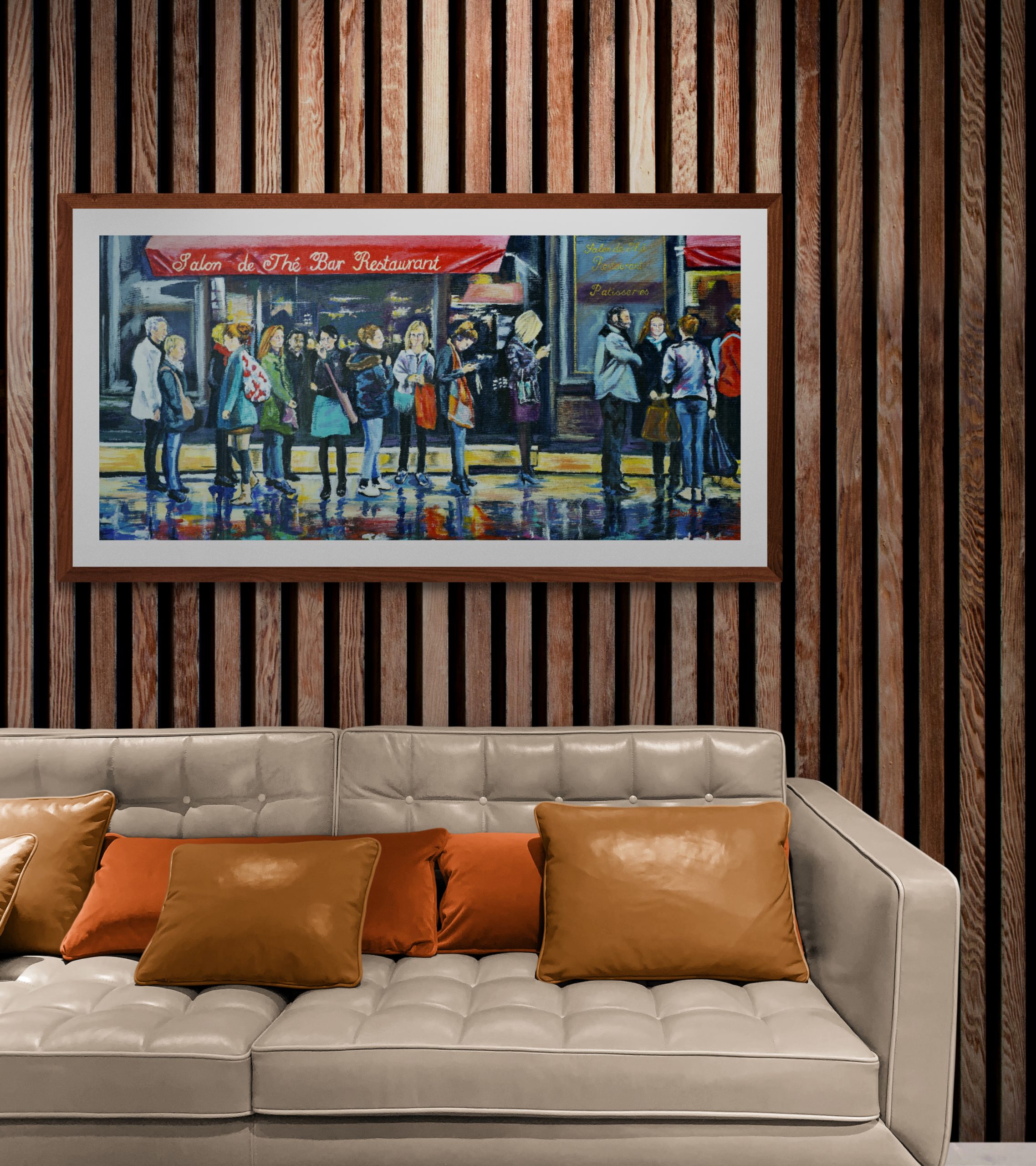 Large Leather Sofa With Cushions (1)