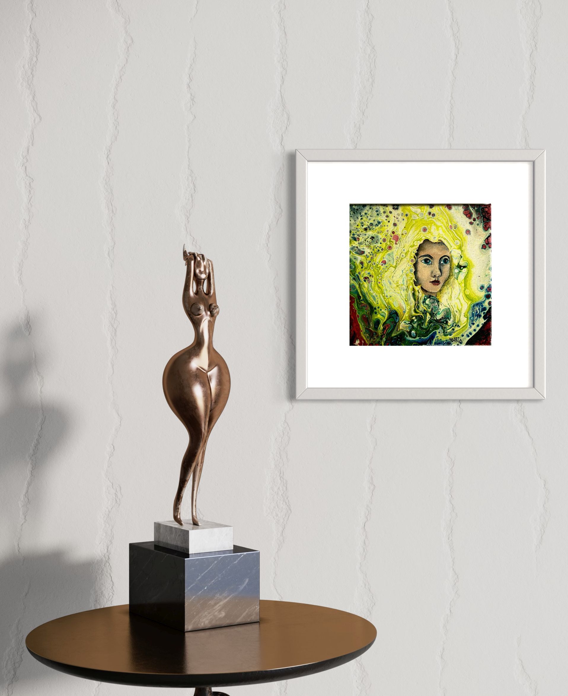 47. Golden Hair White Frame