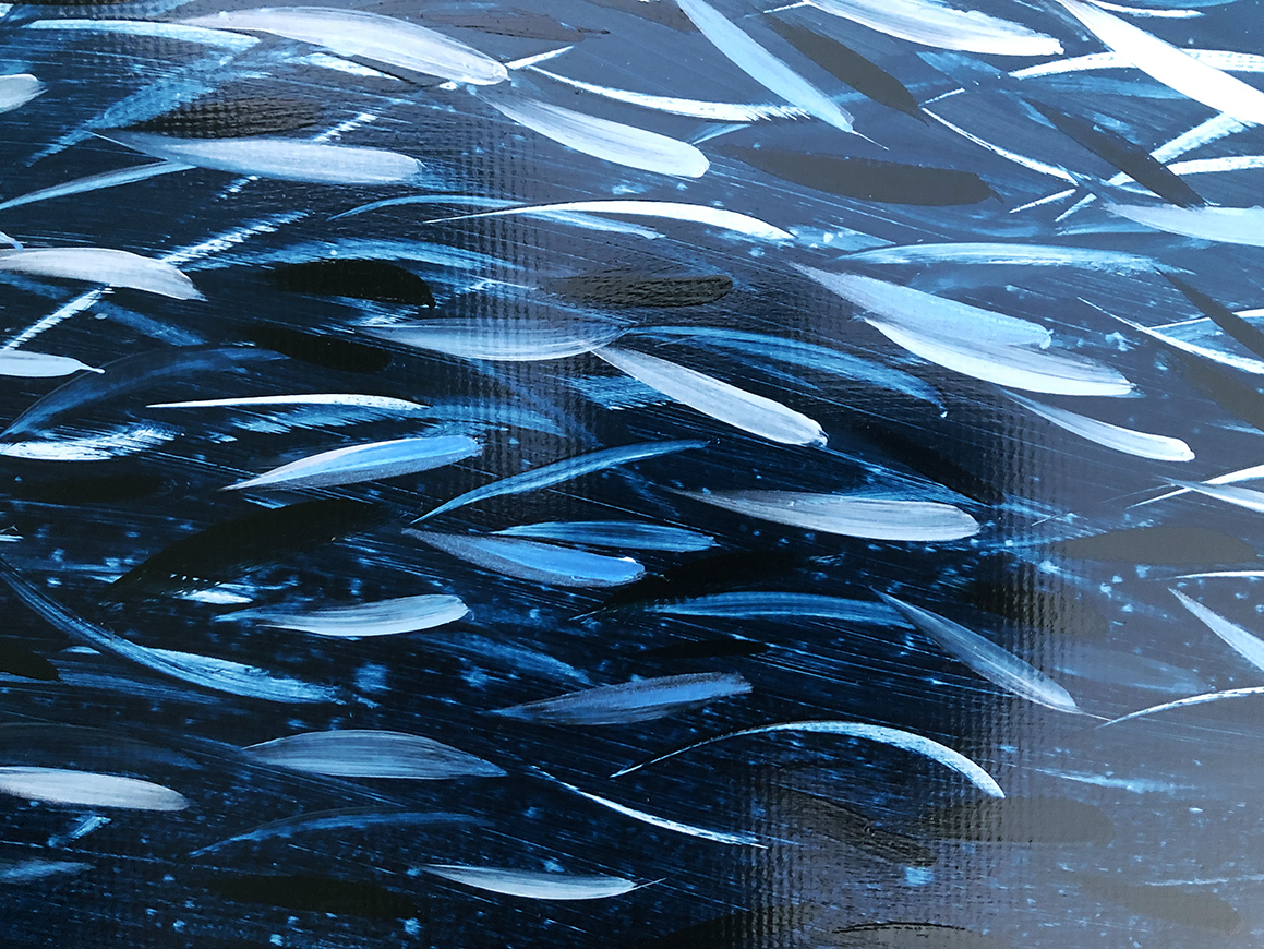 Fish Wave In Dark Blue Close Lr