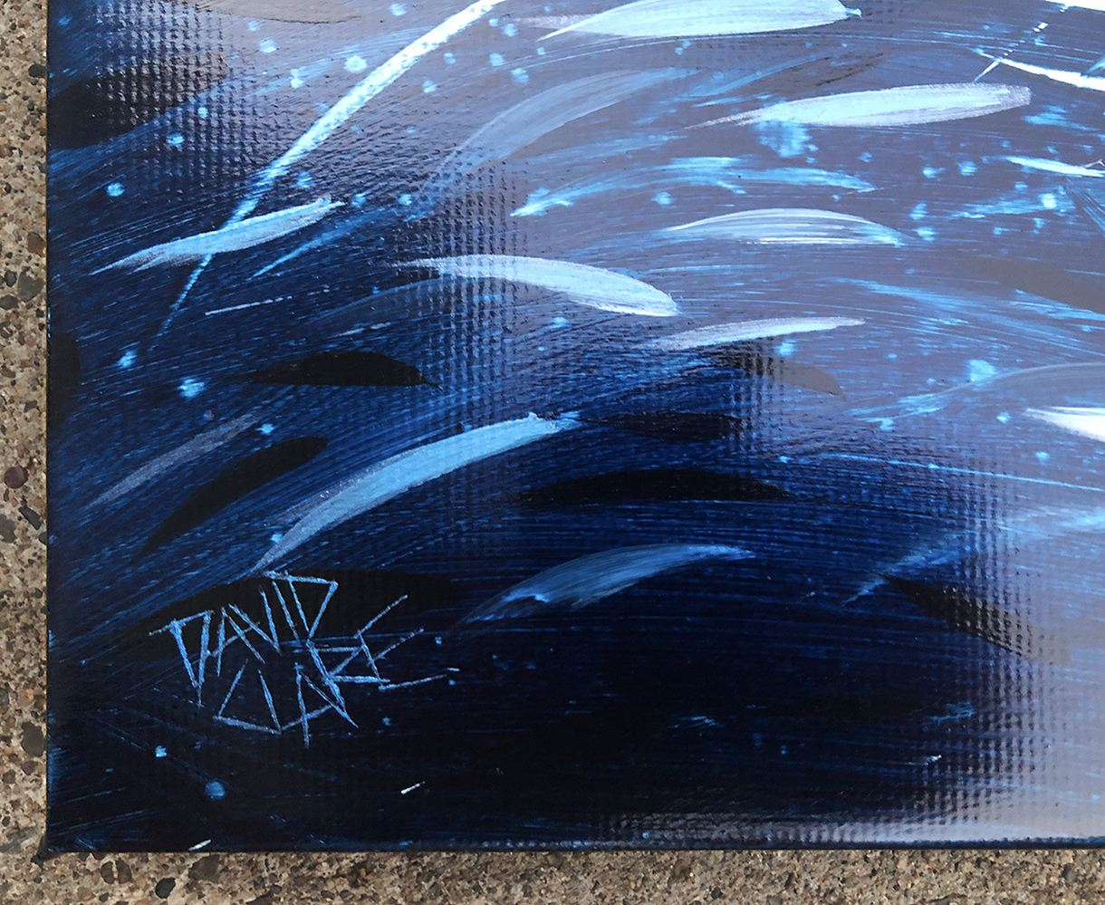 Fish Wave In Dark Blue Sign Lr