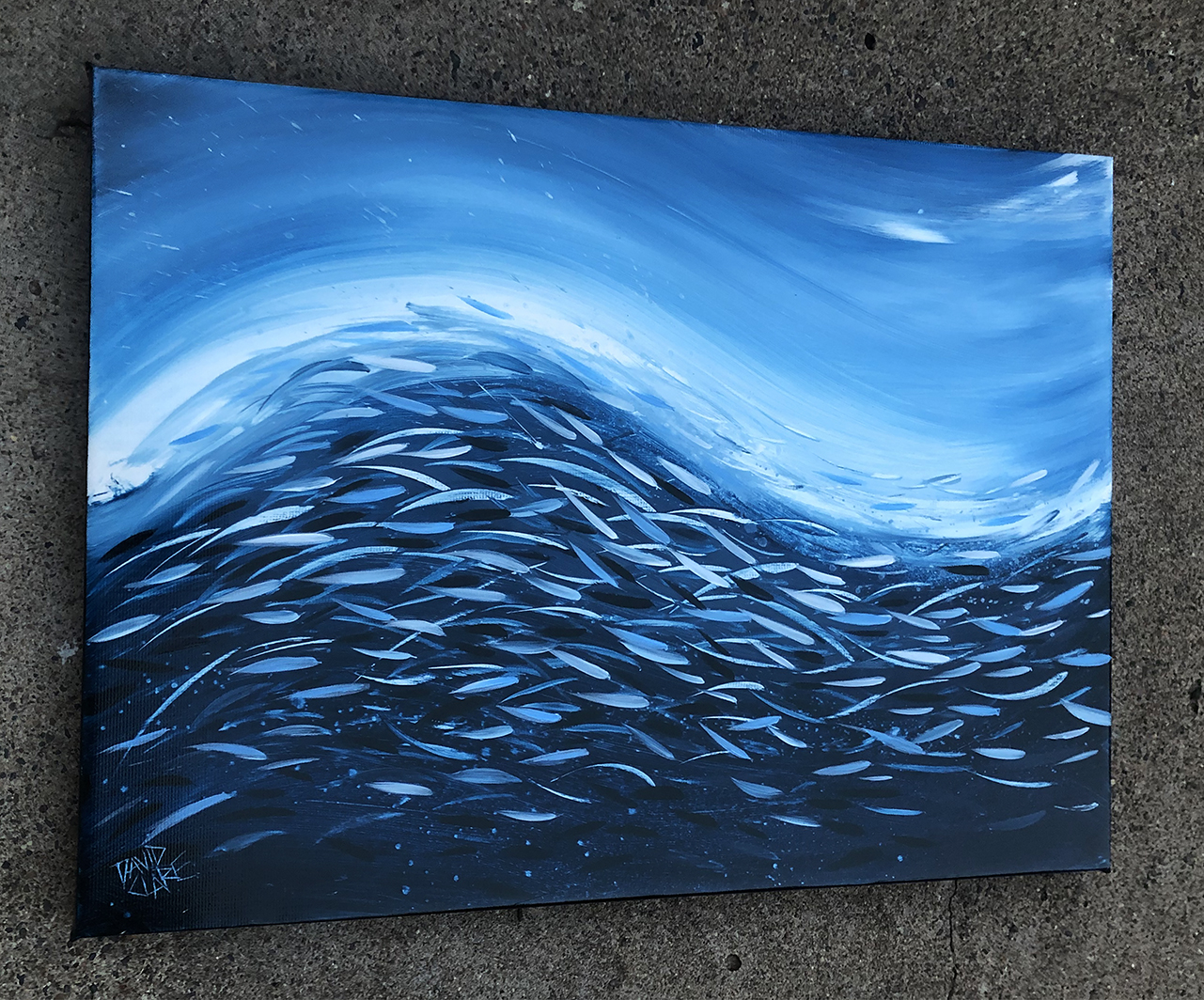 Fish Wave In Dark Blue Left Side Lr