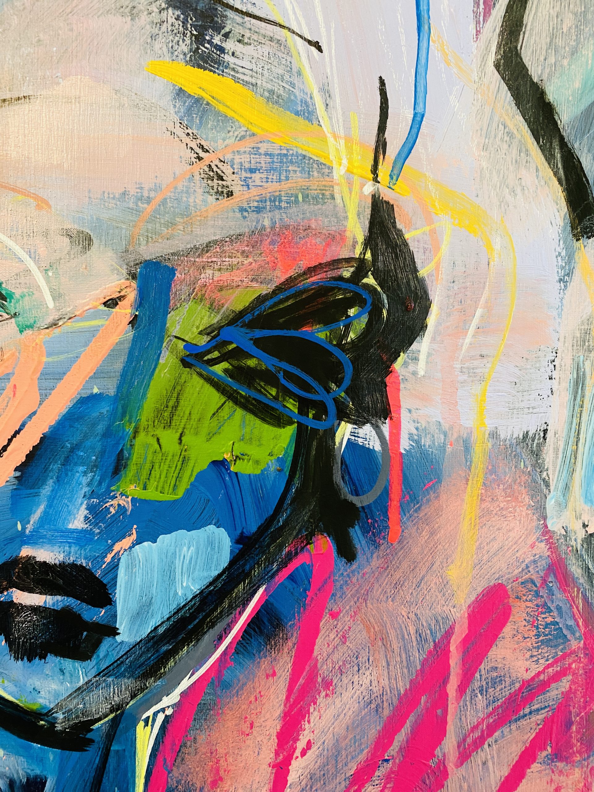 Carita Farrer Spencer Loud Portrait Proud Queen#1 Acrylic On Wood Panel 53 X 71cm Framed In Ebony Stained Oak Detail2