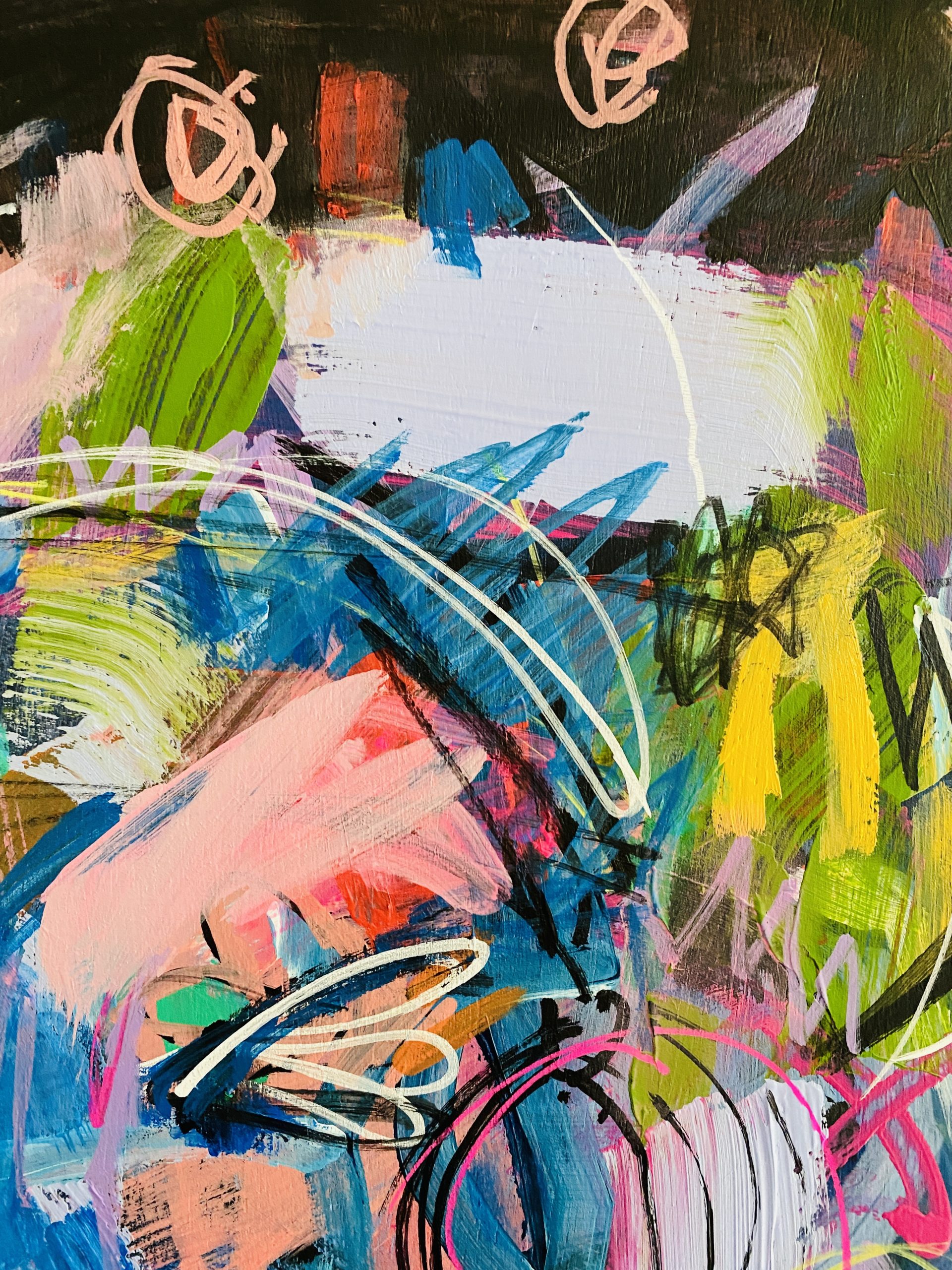 Carita Farrer Spencer Loud Portrait Proud Queen#2 Acrylic On Wood Panel 54.5 X 71.5cm Framed In Ebony Stained Oak Detail1