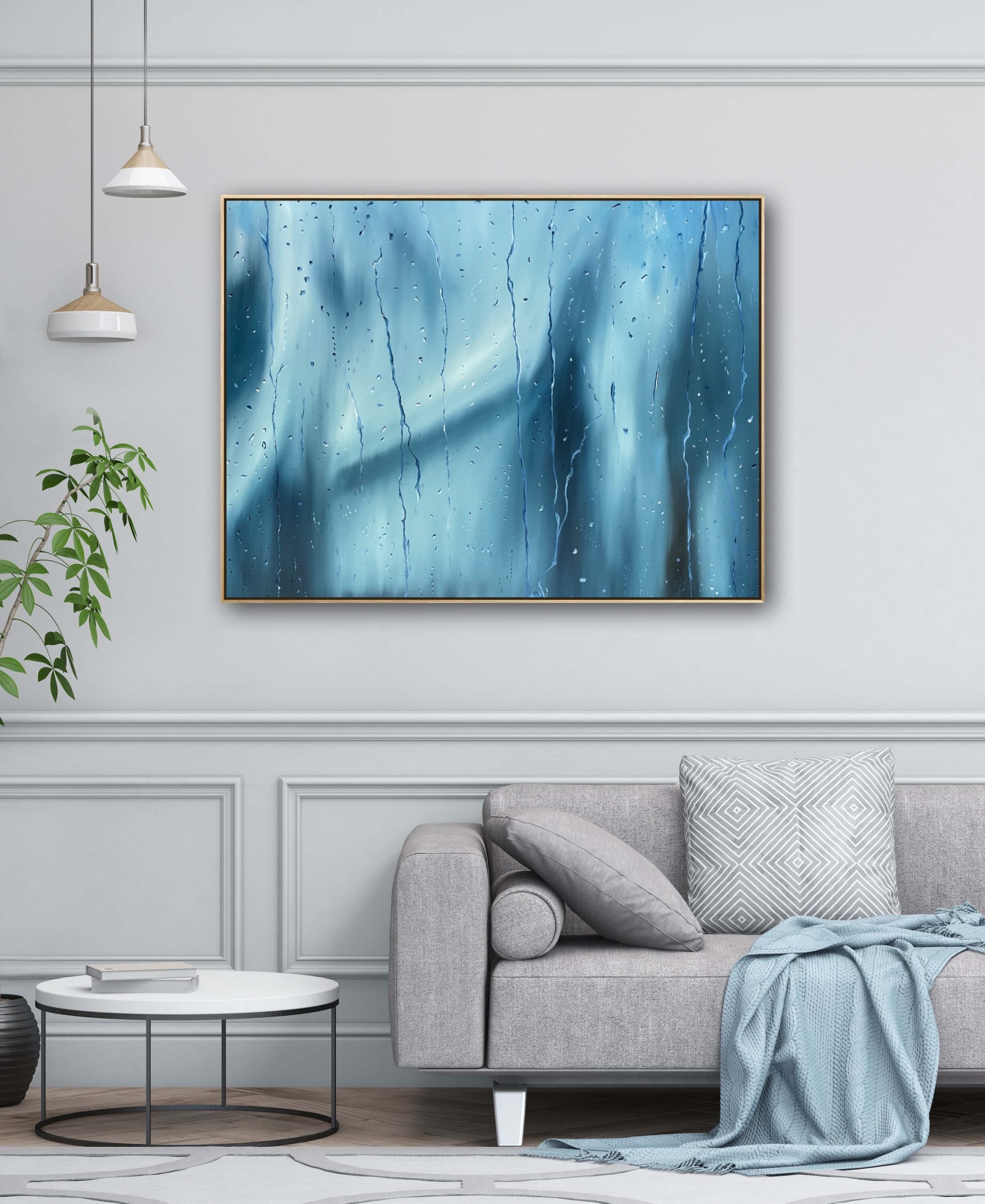 Alanah Jarvis Rain Painting Blue Interior