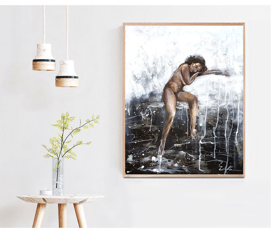 Sydney Artist Leni Kae Dreaming With Eyes Open Living Room Interior Design Bird Painting Art Sm