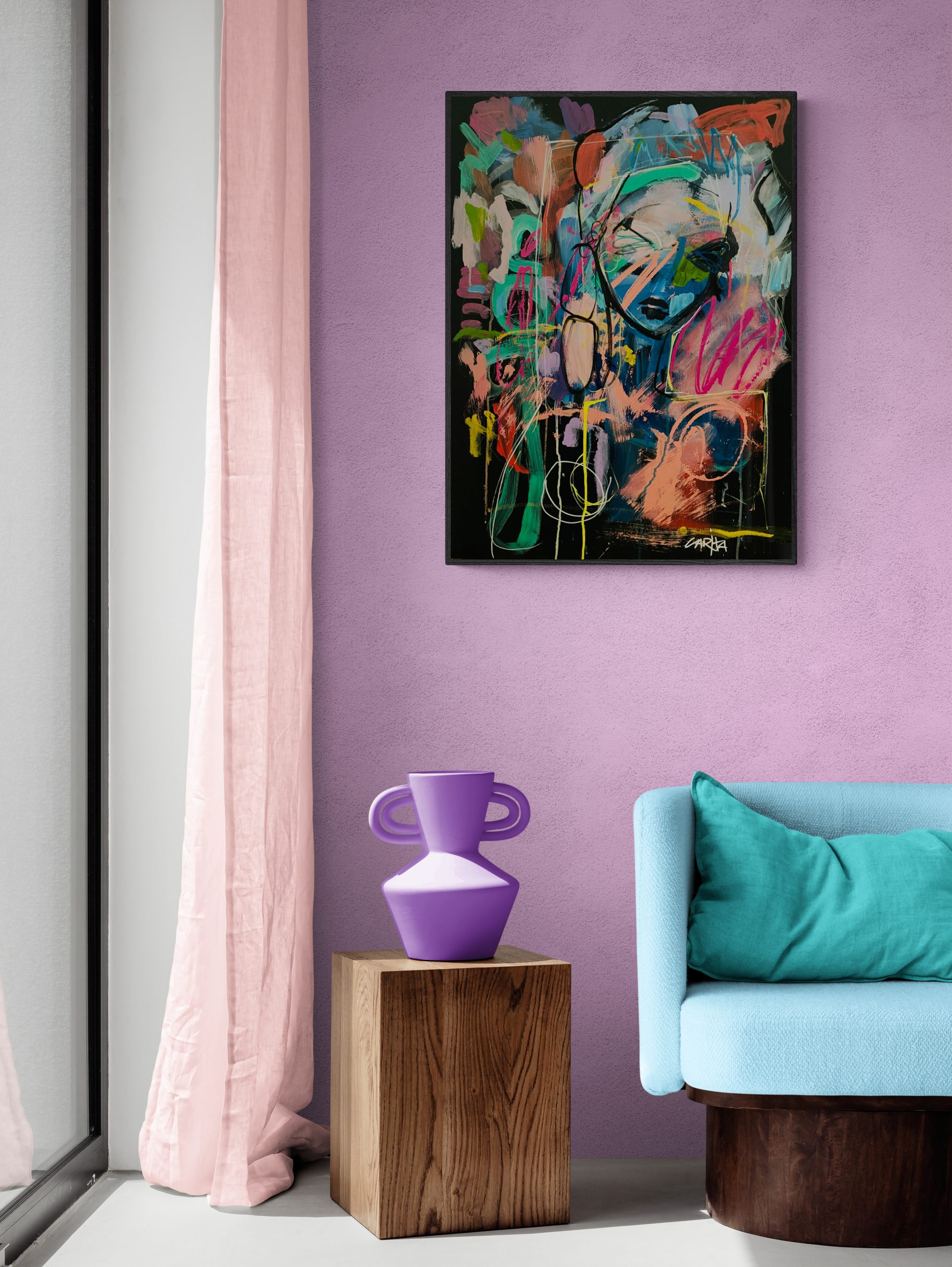 Carita Farrer Spencer Proud Queen#1 Acrylic On Wood Framed In Ebony Stained Oak Insitu