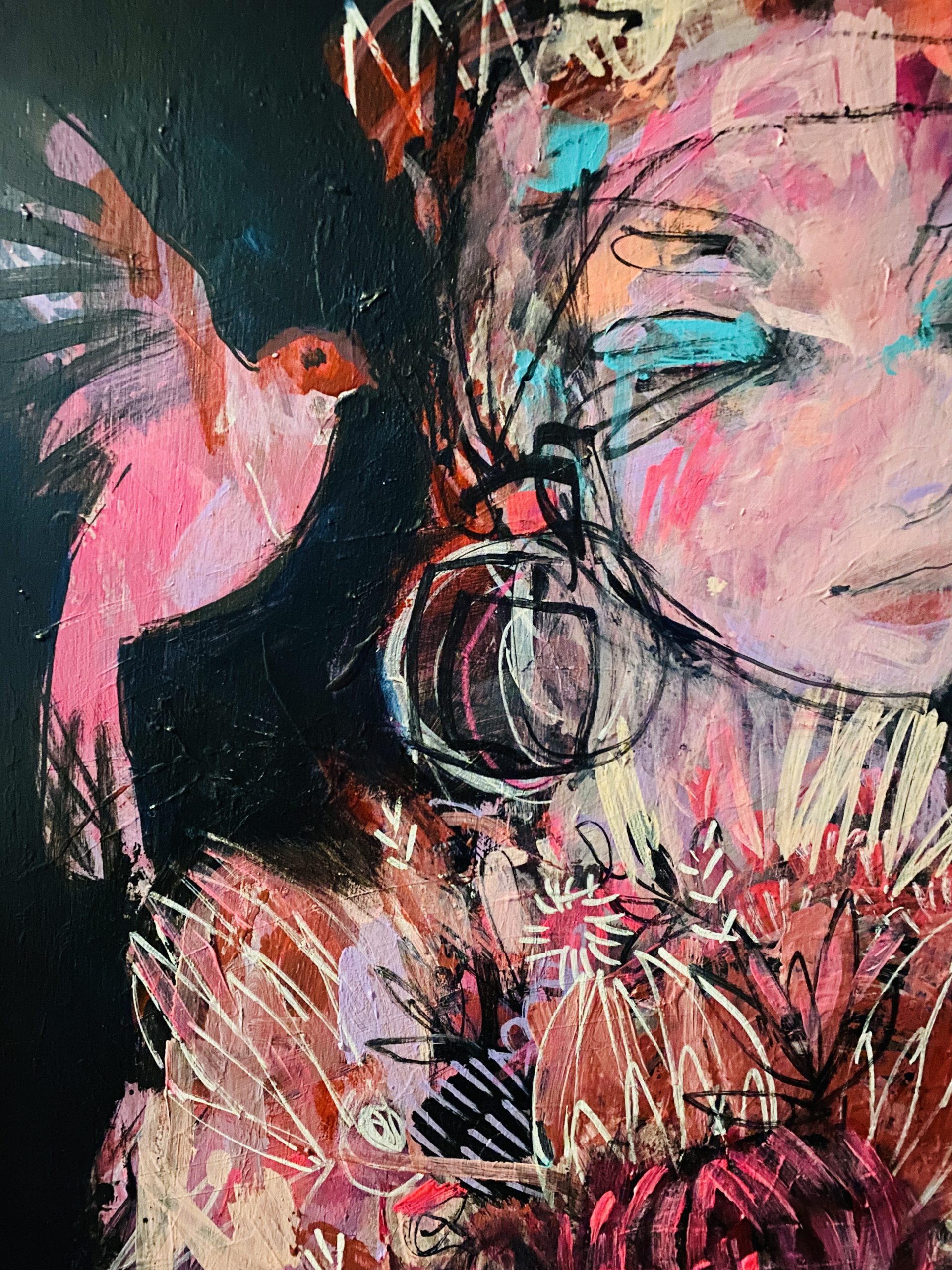 Carita Farrer Spencer Bold Bouquet 71 X 53 Cm Acrylic On Wood Detail1