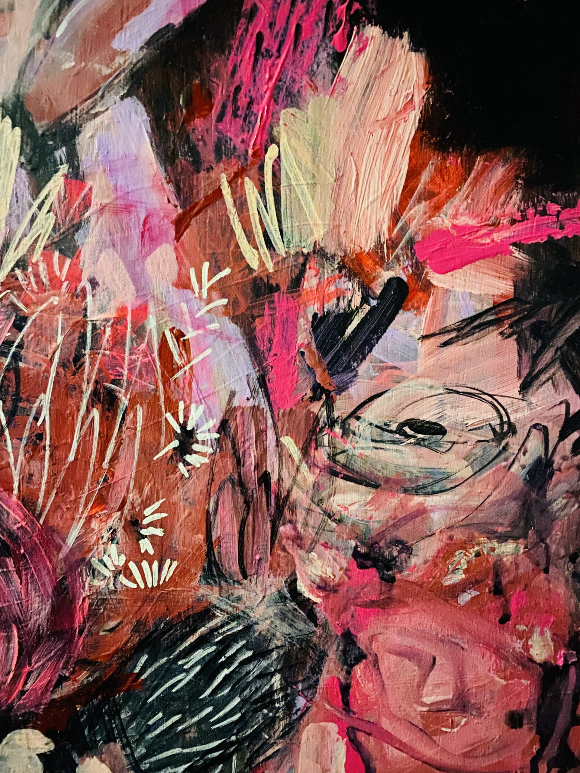 Carita Farrer Spencer Bold Bouquet 71 X 53 Cm Acrylic On Wood Detail4