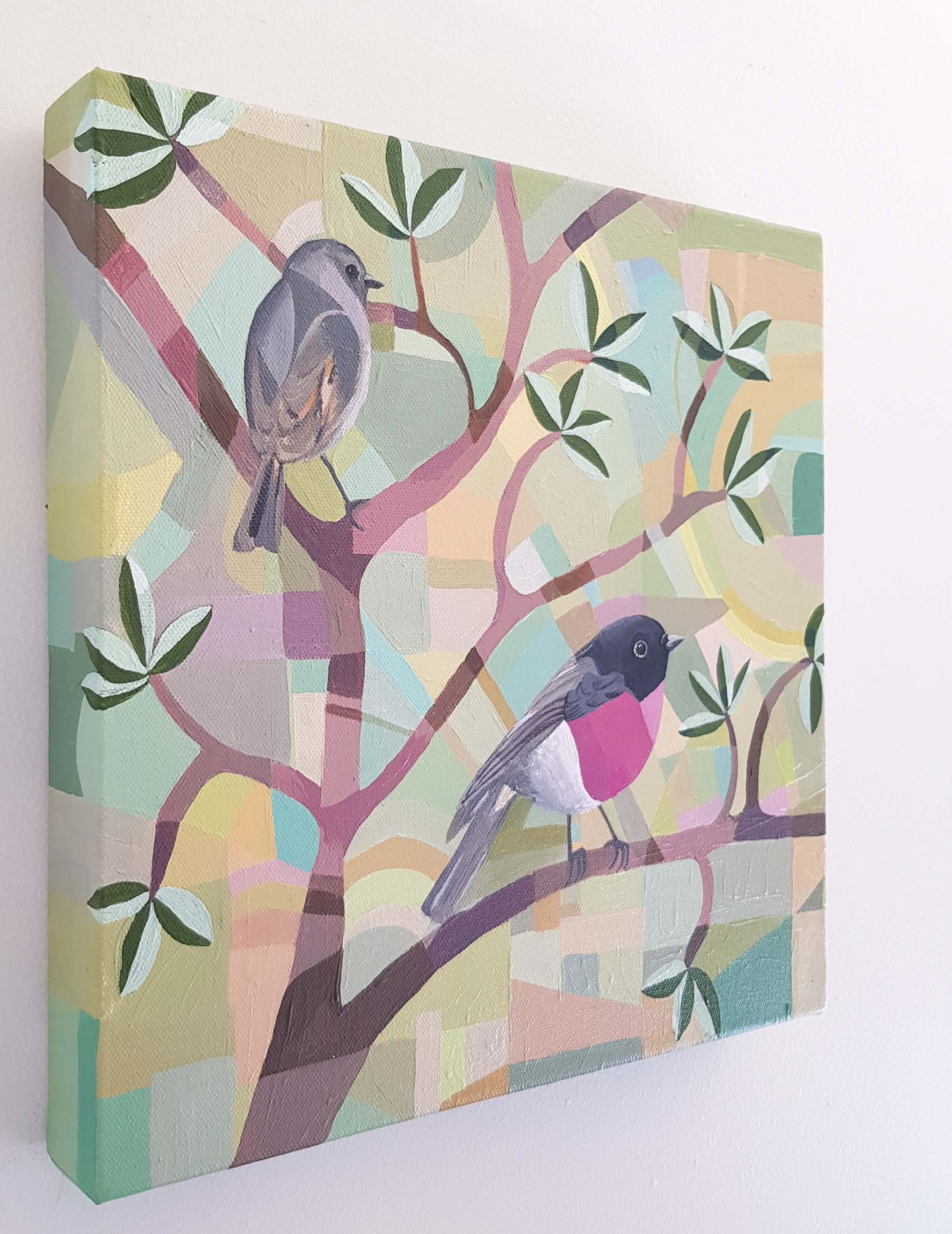 Rosy Robins By Nicola Cowie Edges Acrylic Paint