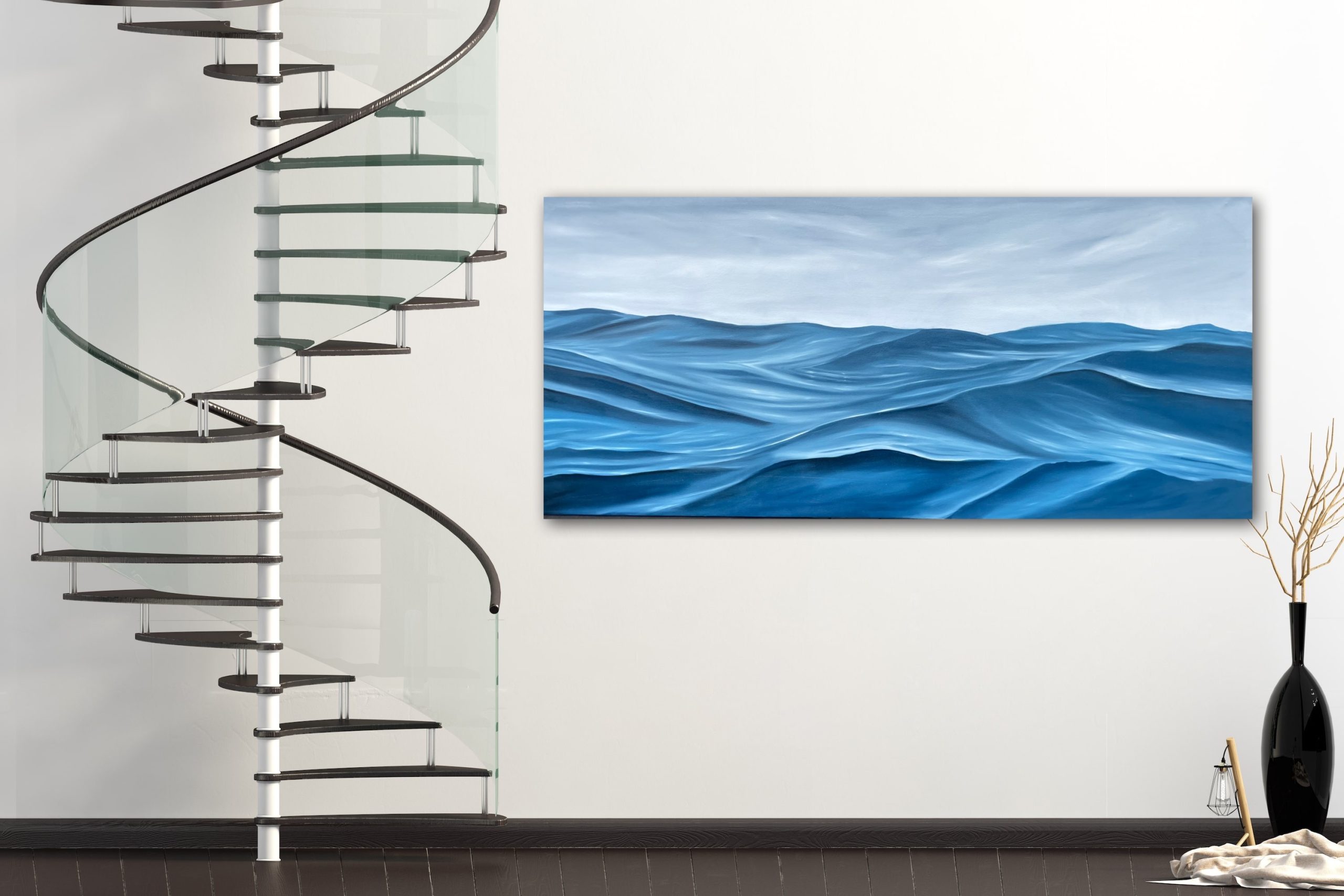 Staircase Art White Wall