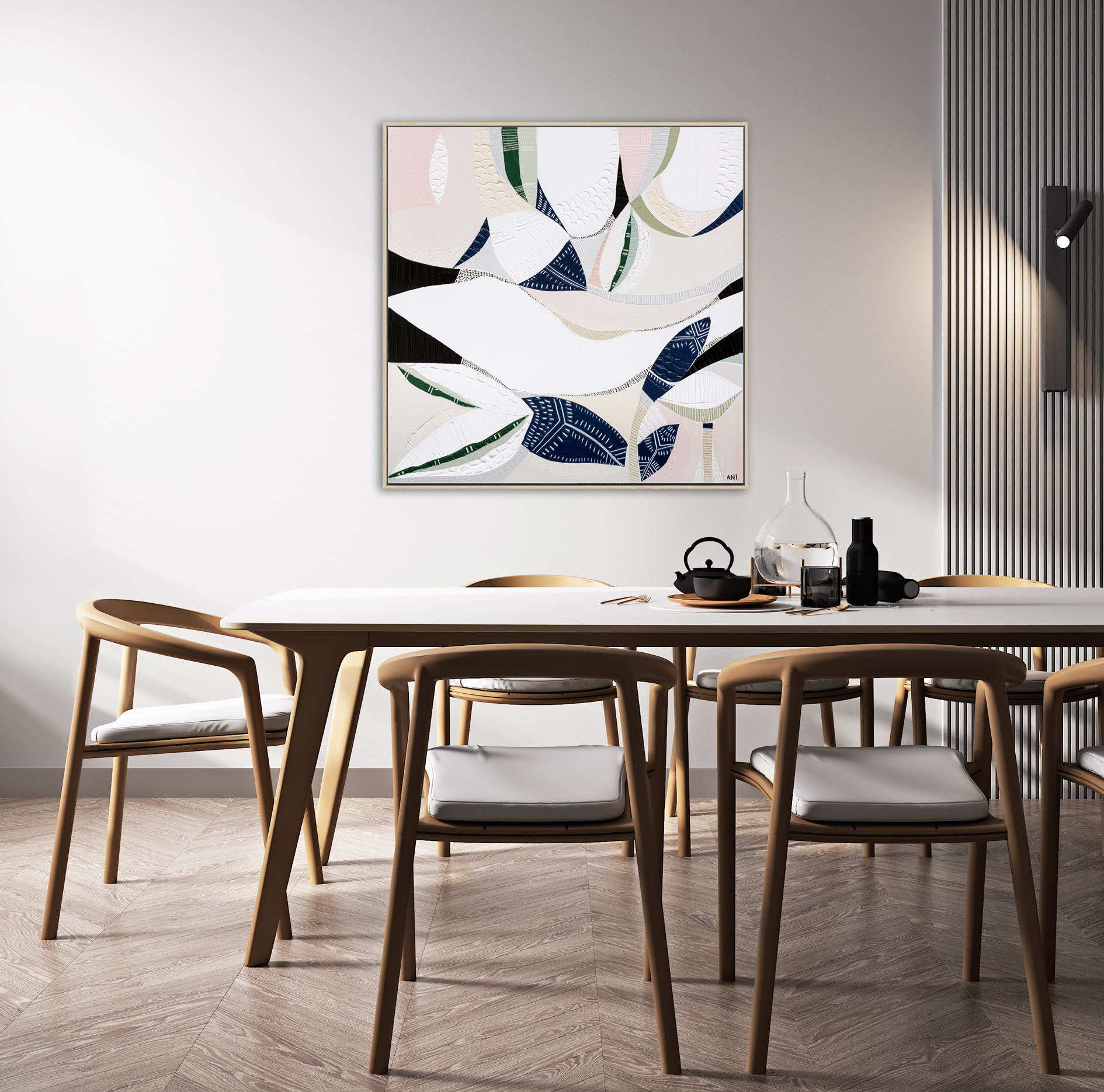 Scandinavian Style Living Room Interior With Wooden Furniture On