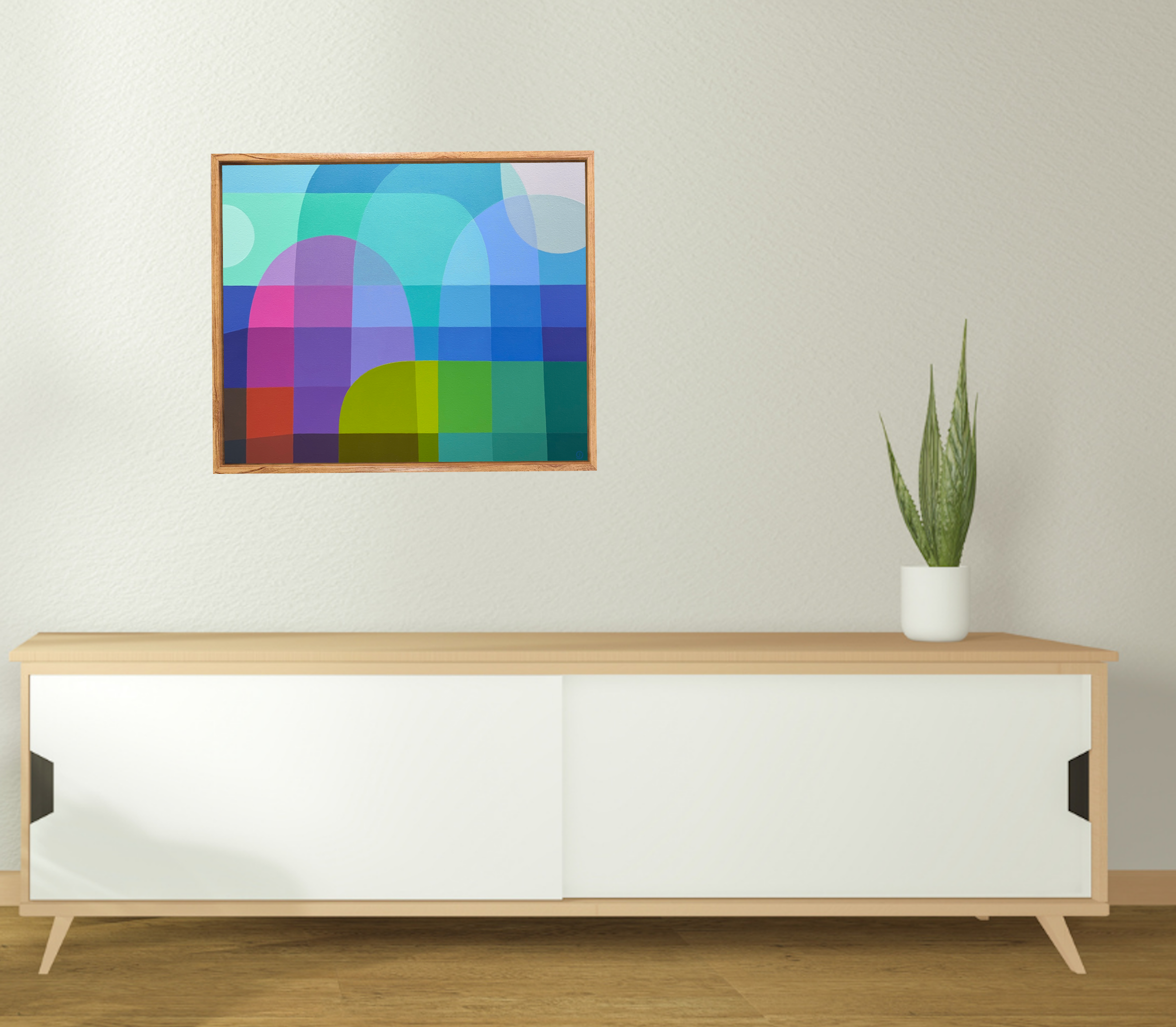 Charlotte De Pace New Horizons Insitu Above White Sideboard Art Lovers Australia