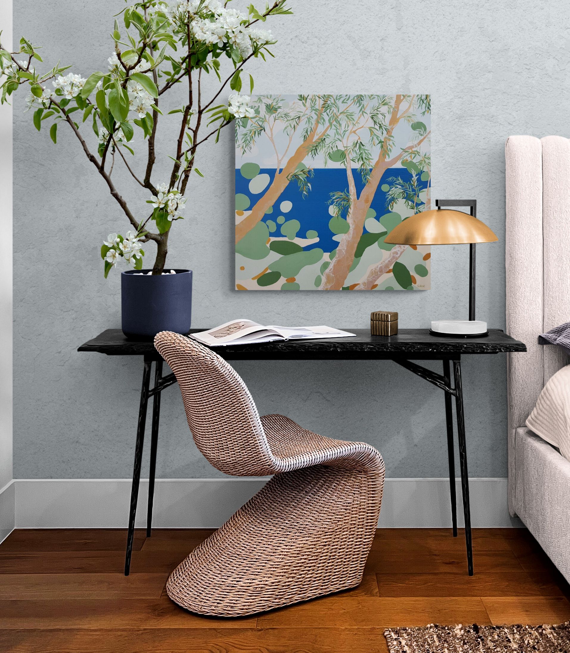 Bohemian Style Bedroom With Large Plant