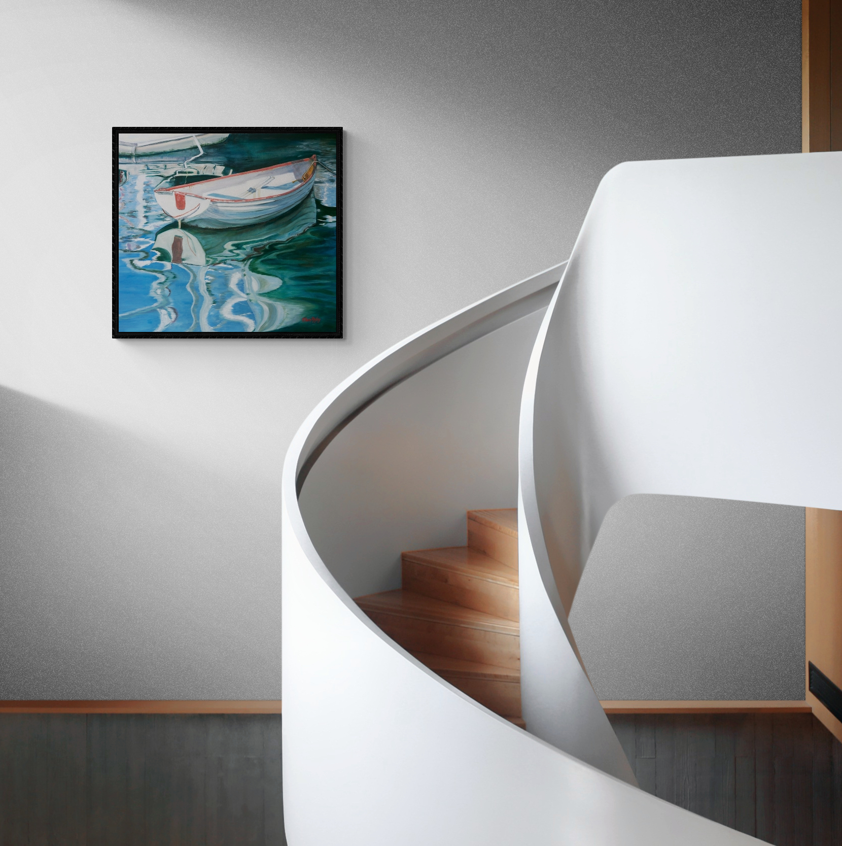 Curved Staircase Illuminated By Natural Light