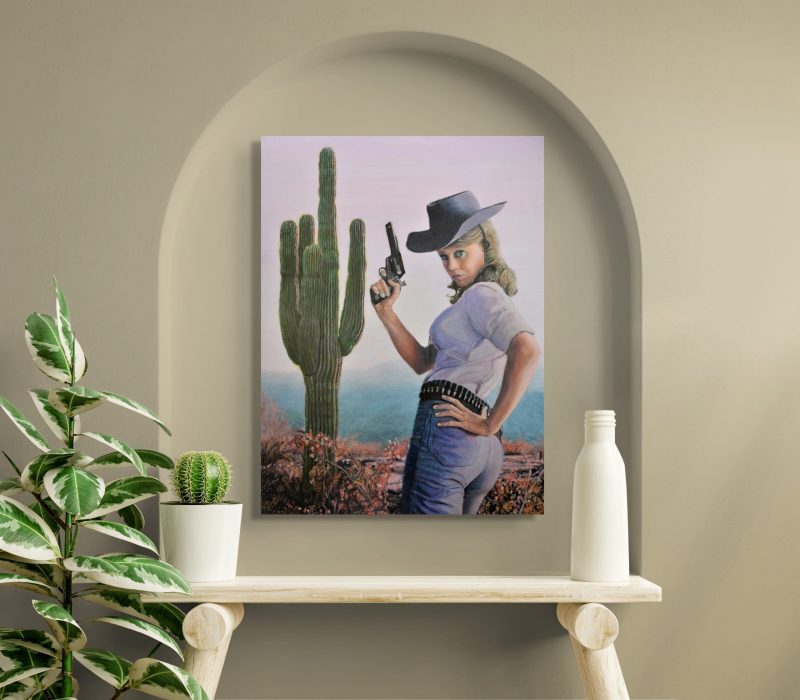 Wanted Dead or Alive – original retro Wild West pop art painting