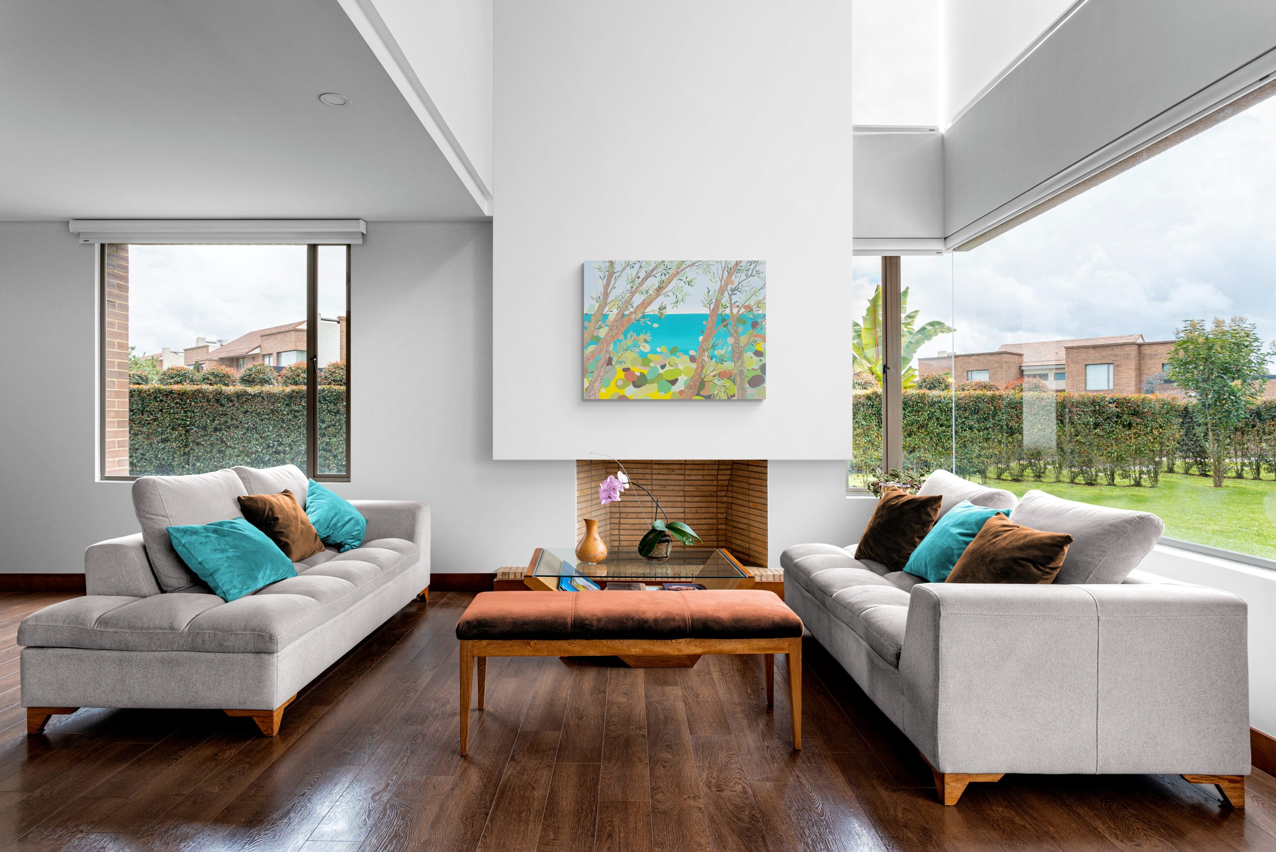 Comfy Living Room With Garden Views