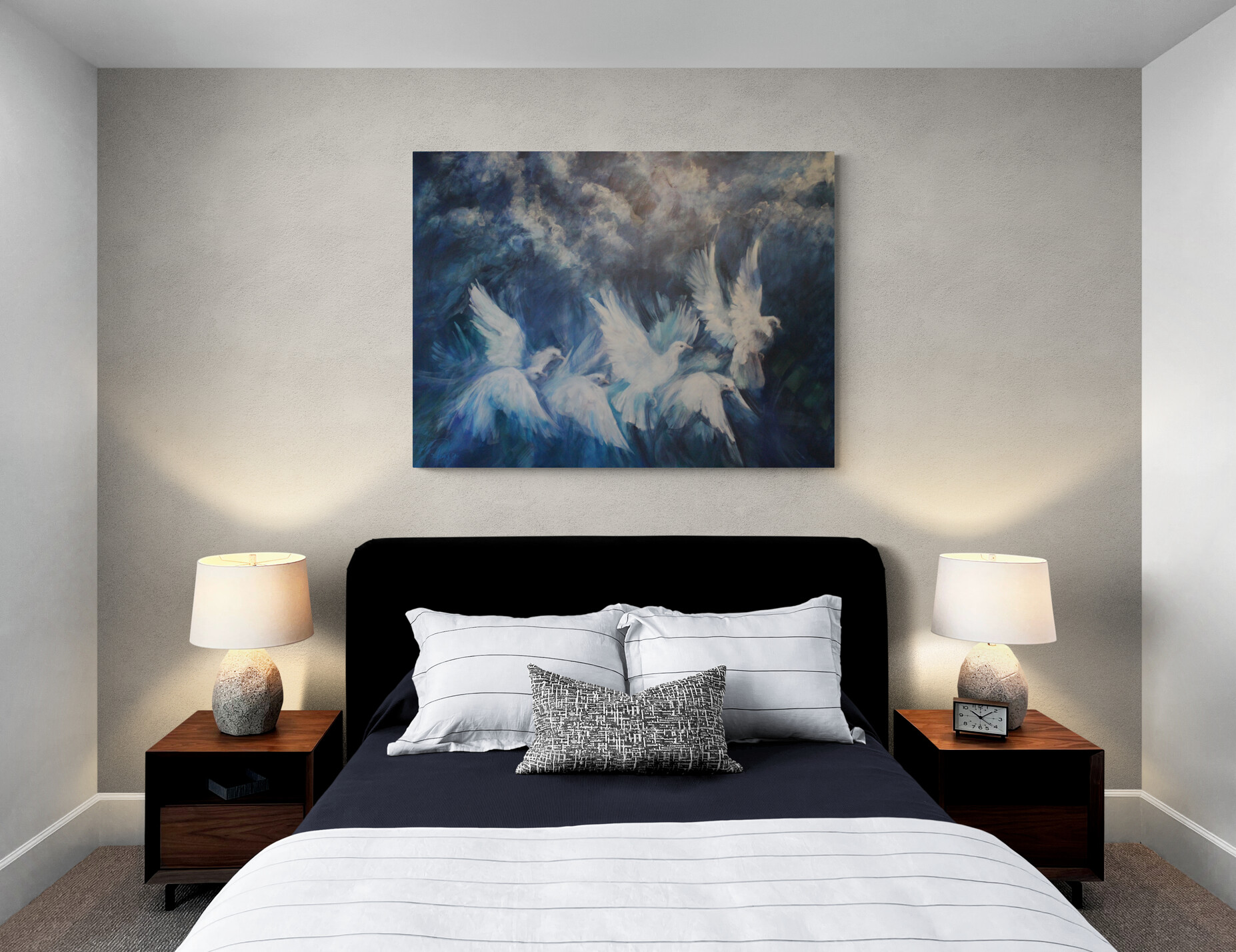 Comfy Bedroom With Side Tables And Lamps