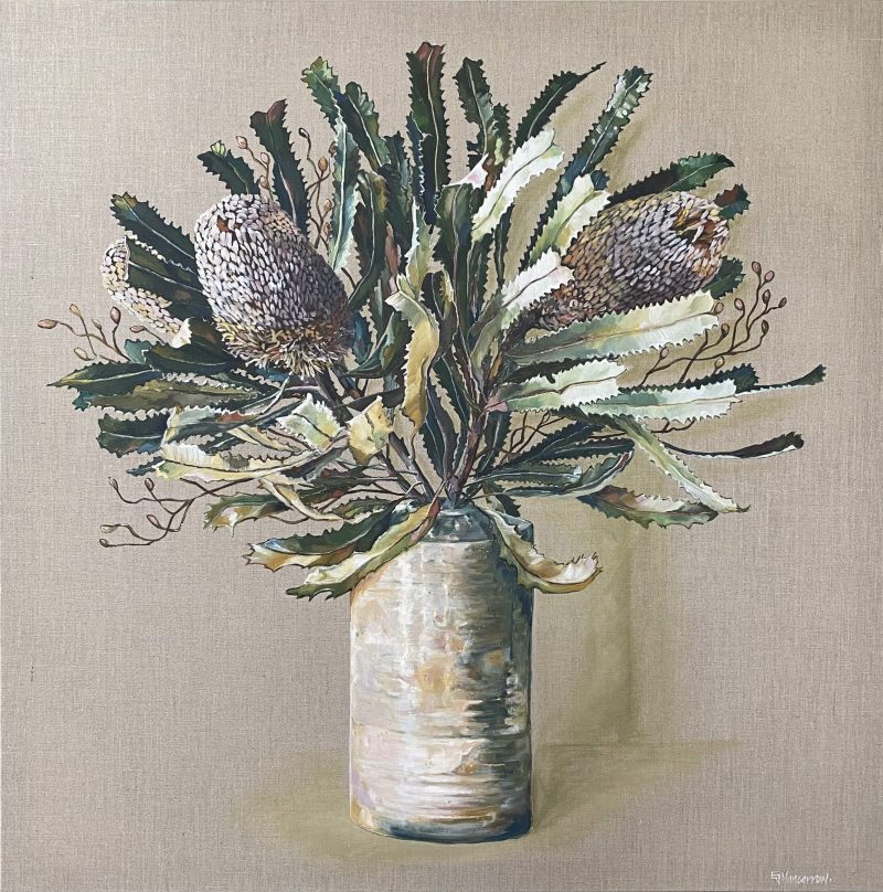 Banksias in a ceramic vase