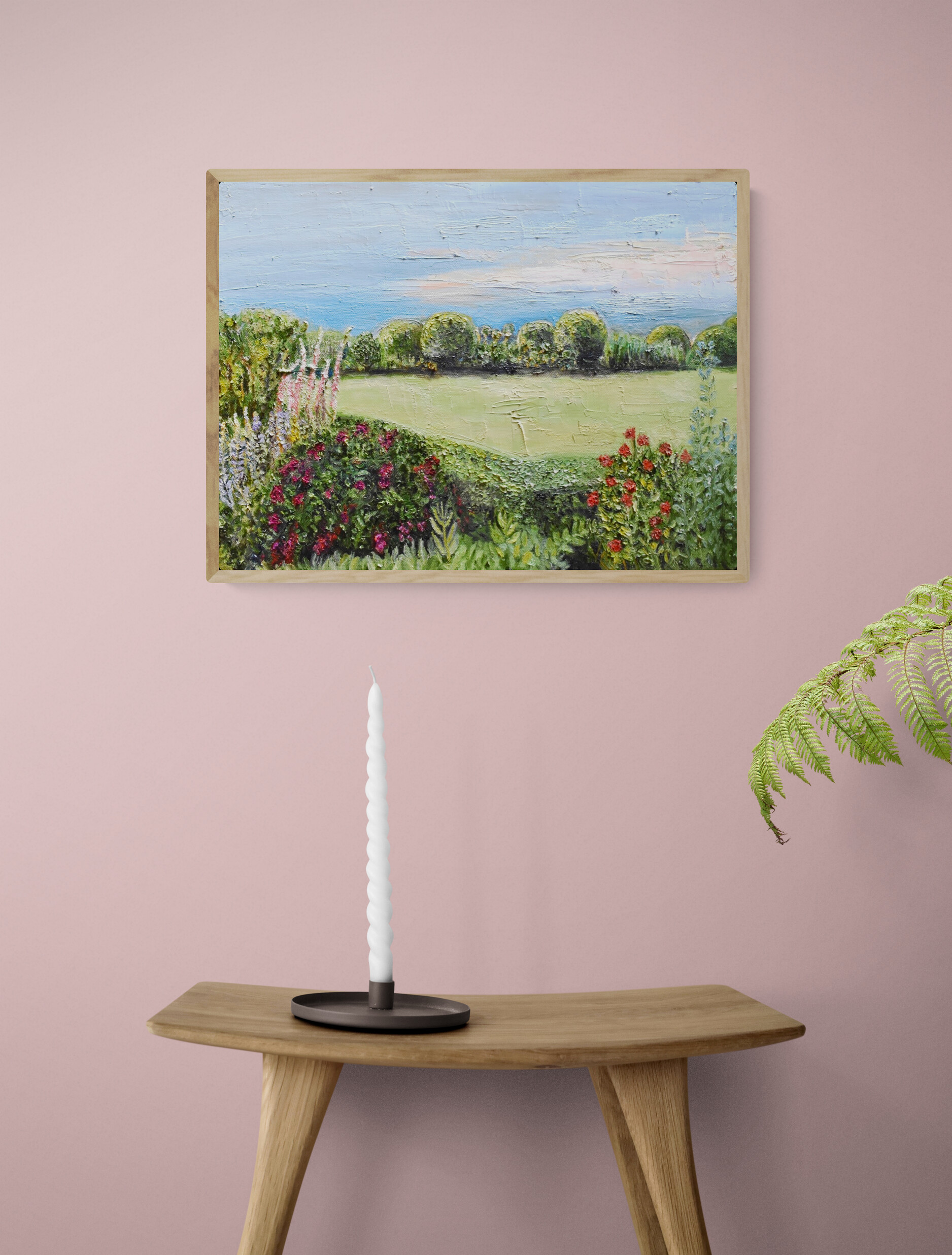 Candle Sitting On Wooden Stool