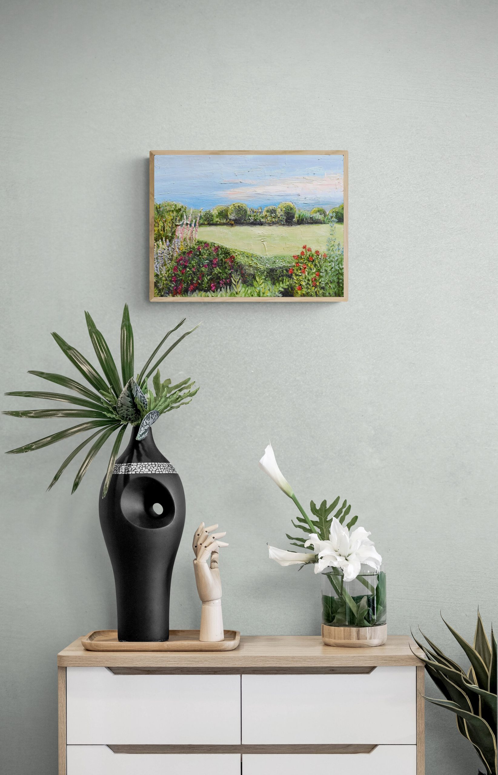 White Cabinet With Tropical Plants(4)