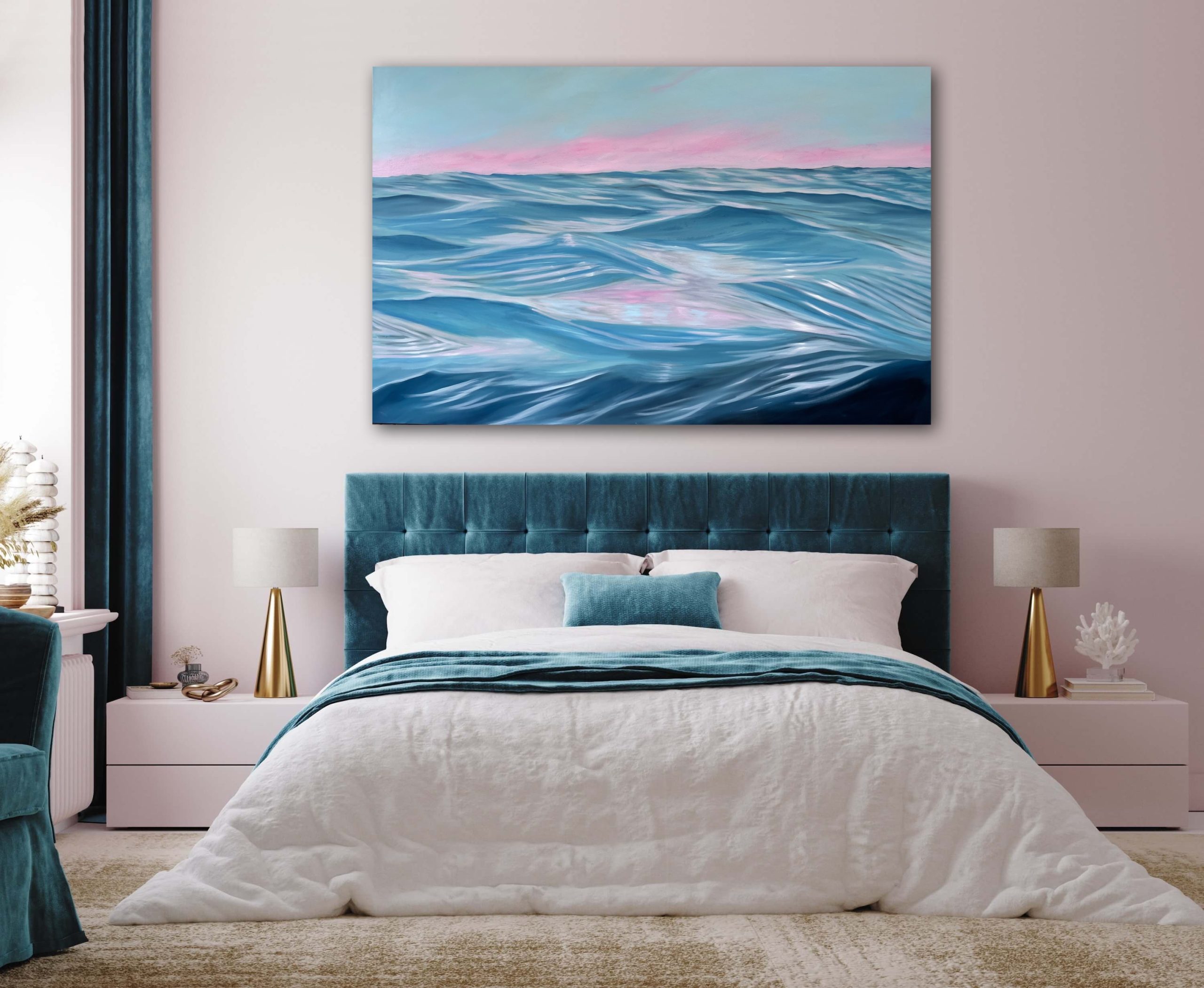 Alanah Jarvis Ocean Art Teal And Pink Bedroom