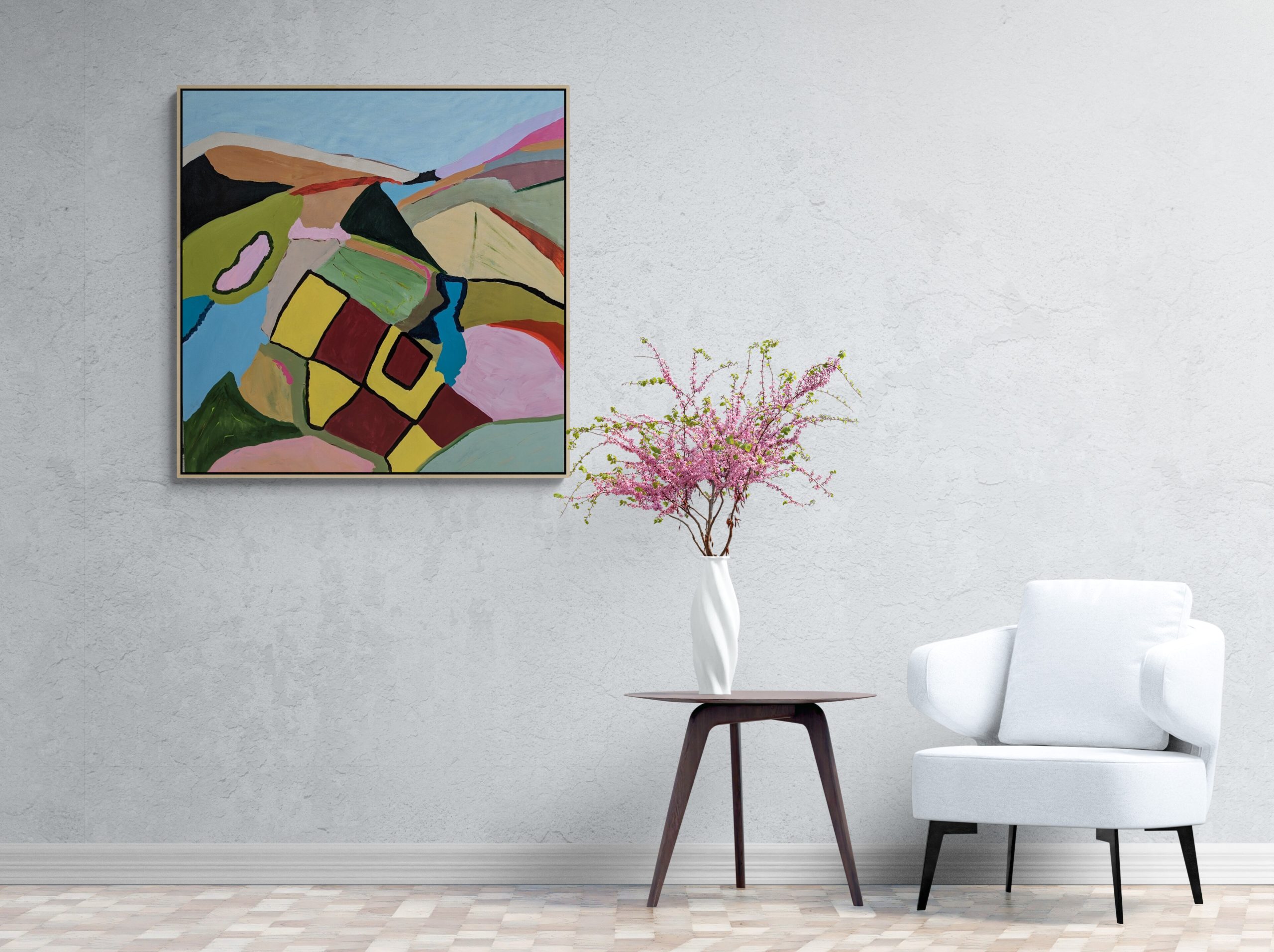 Modern Armchair And Colorful Plant