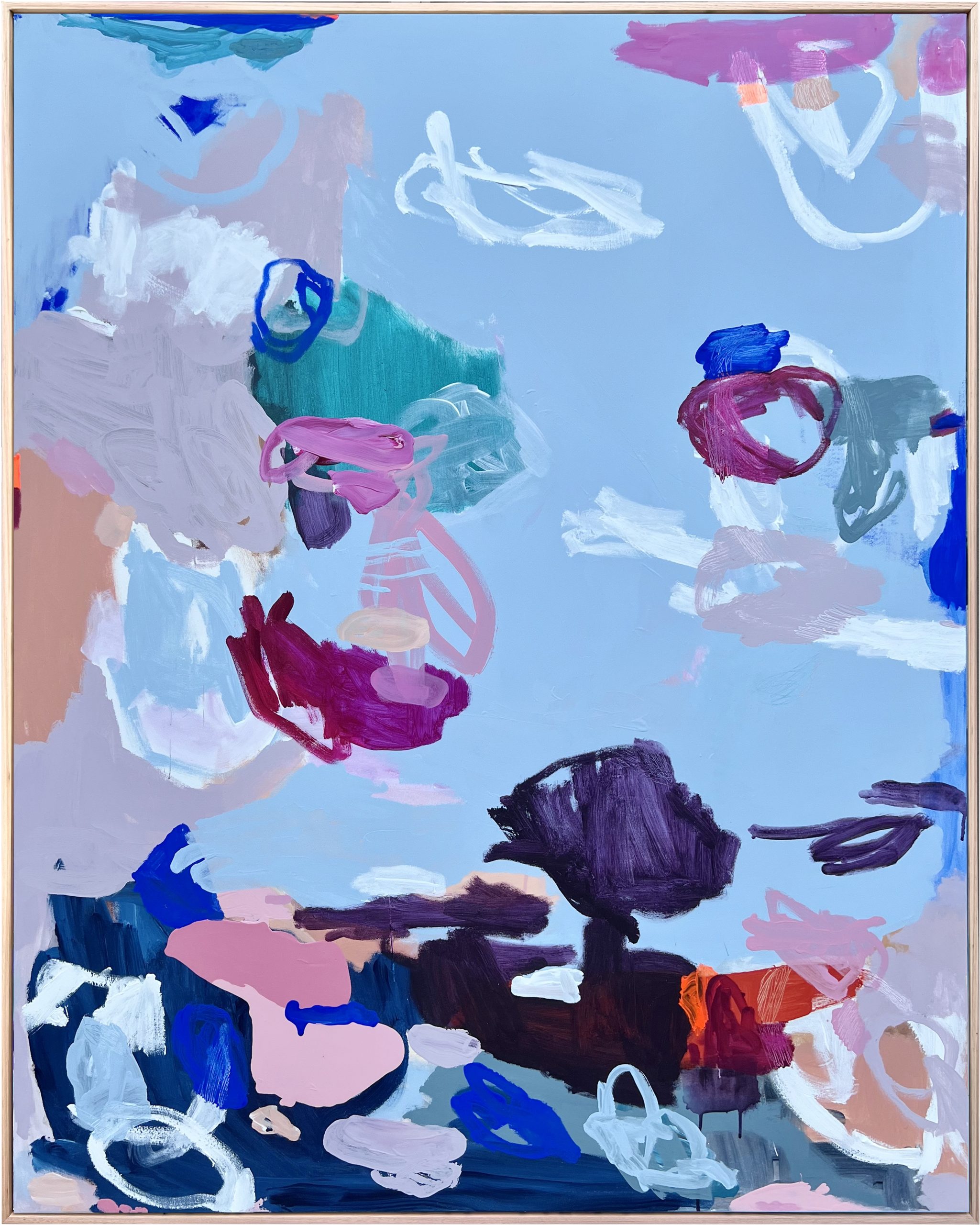 My Favourite Day At The Bay Rebecca Koerting Blue Modern Abstract Framear