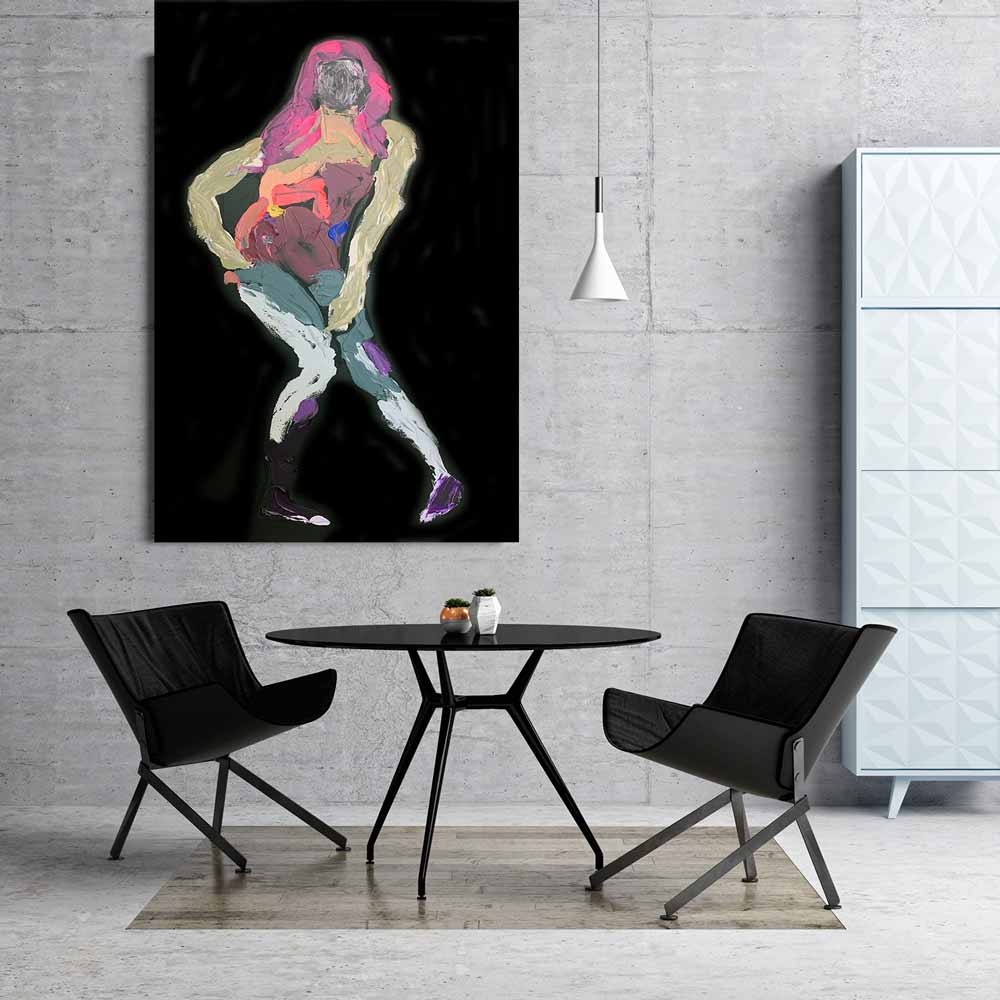 Designer Dining Room Wild Child Painting Black Canvas Body Bloom Xviii Sarah Jane Artist