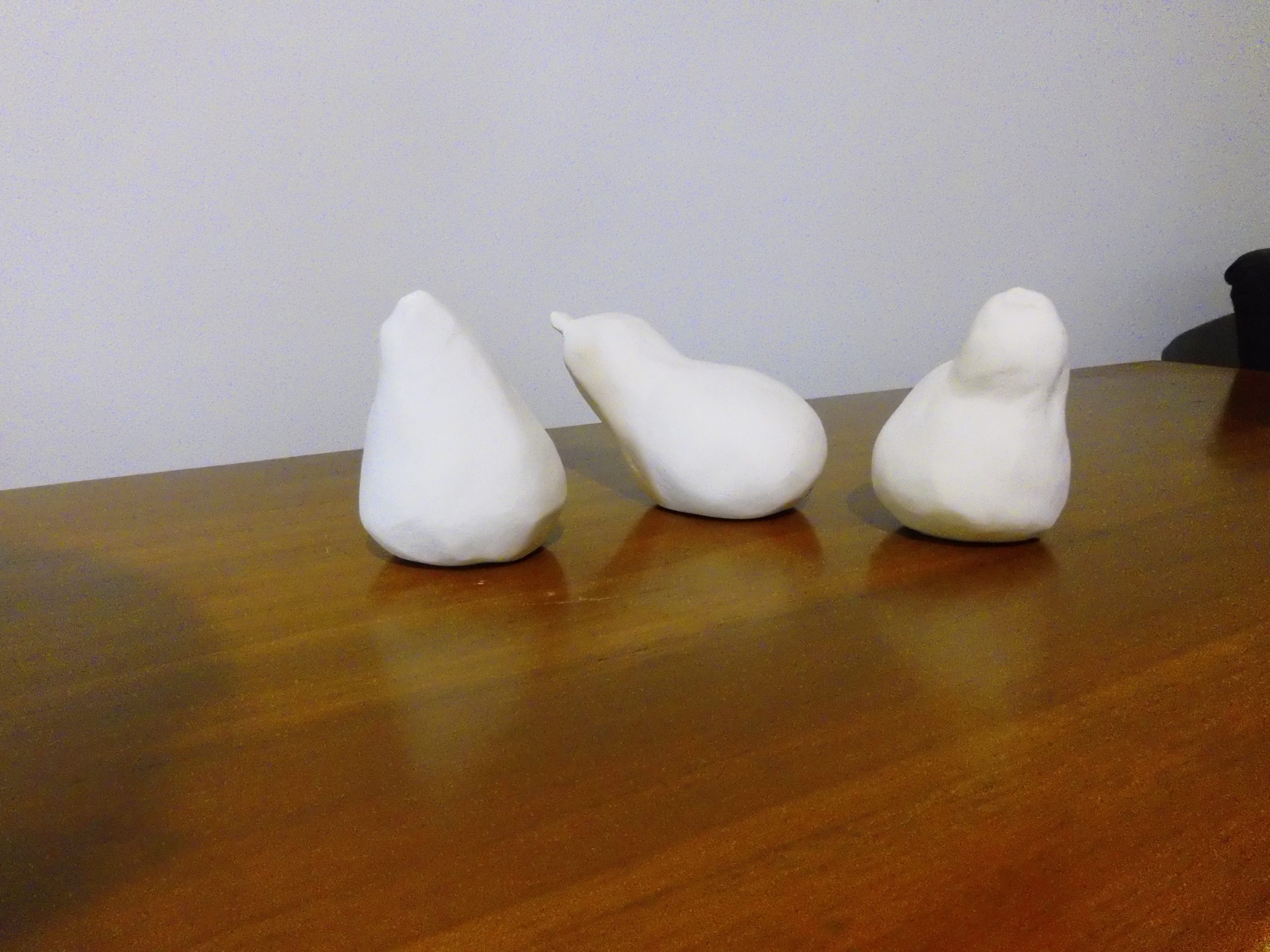 Kim Rees Pear Sculpture Set Of 3 Bisque Fired 3