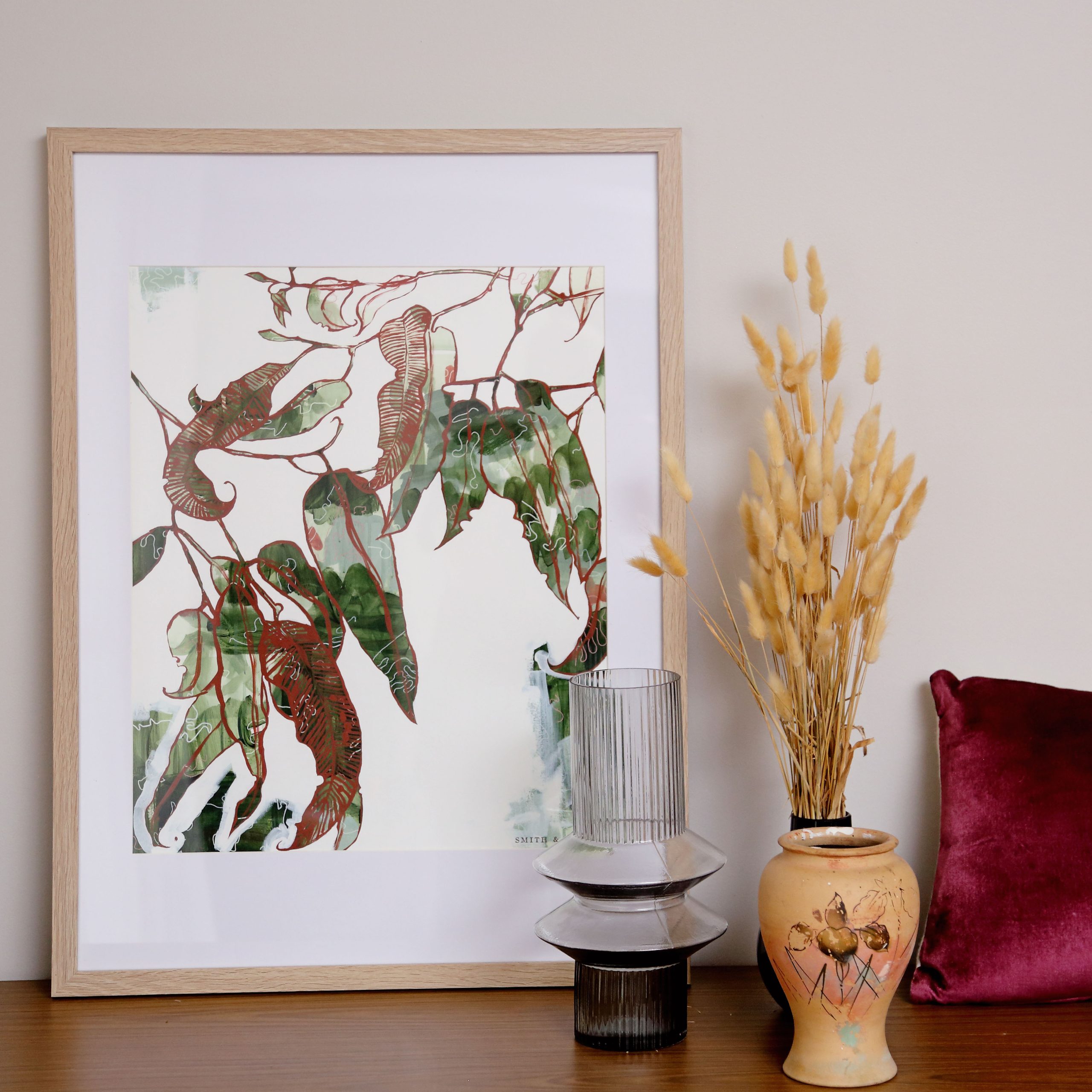 01 Tallowwood Moment Smith And Brooks Art Smith & Brooks Brisbane Artist Buy Art For Your Home Australian Artist Contemporary Australian Art Gum Tree Art Green And Red Art