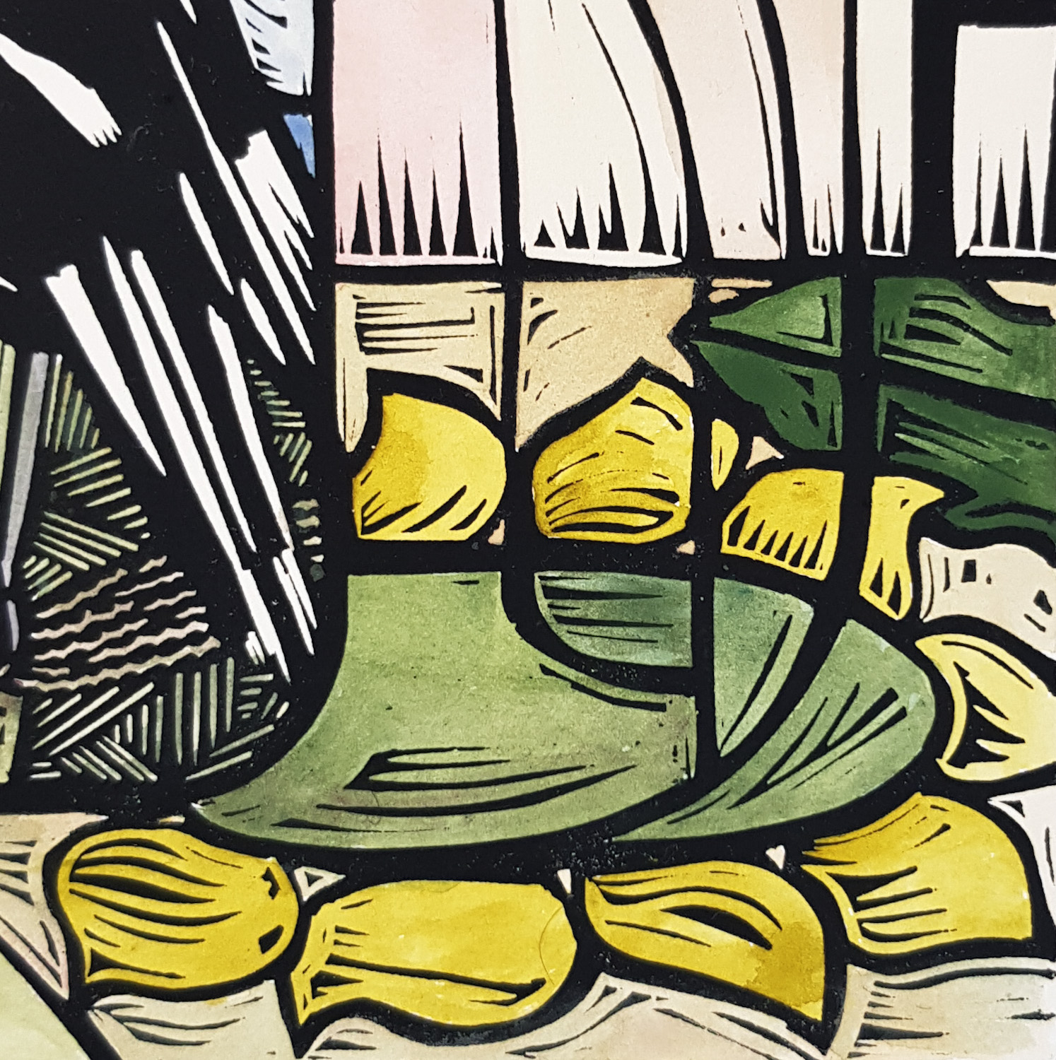 Magpie Vase In Colour 1of10 Nicola Cowie Linocut