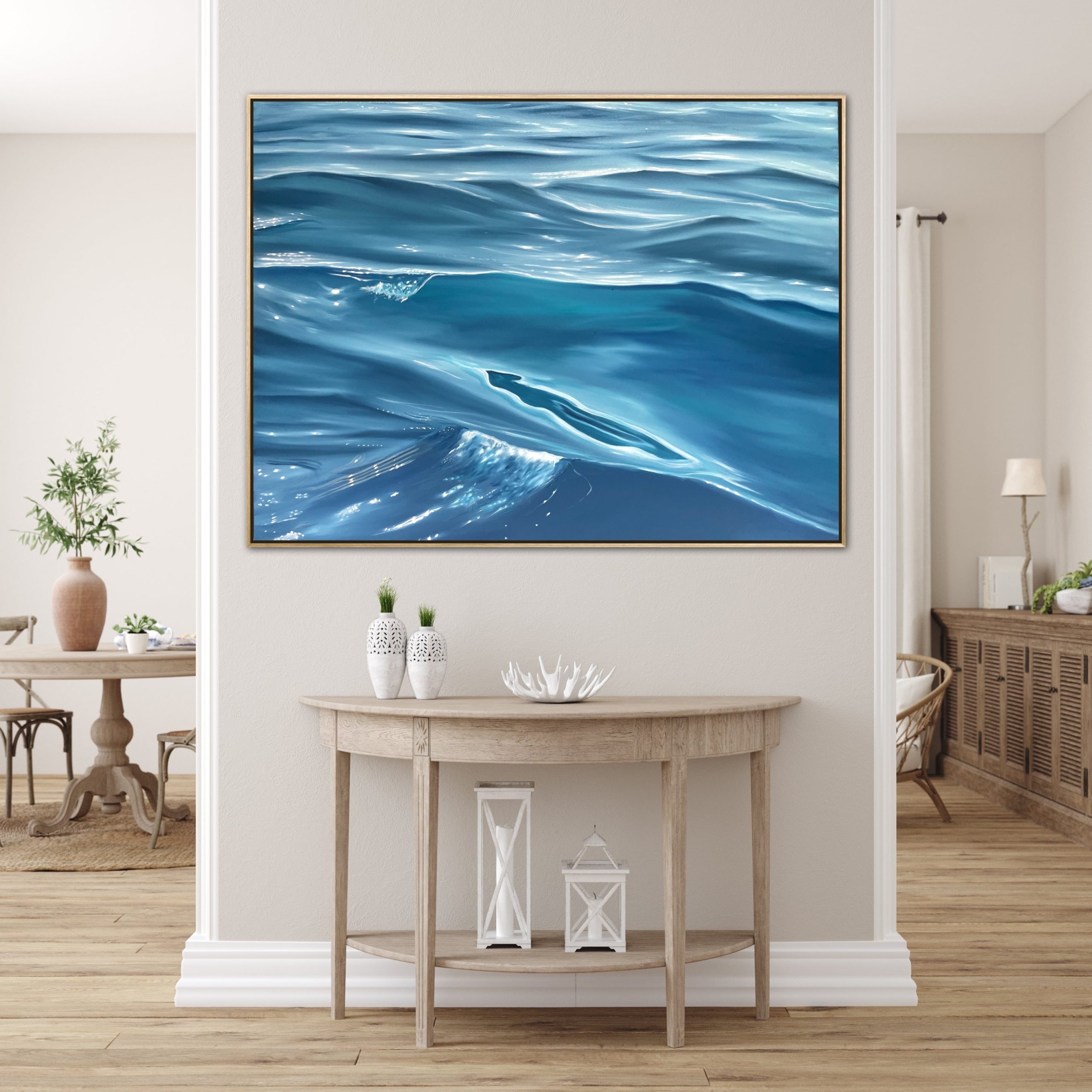 Out On The Water With You Coastal Interior Framed Ocean Painting Alanah Jarvis