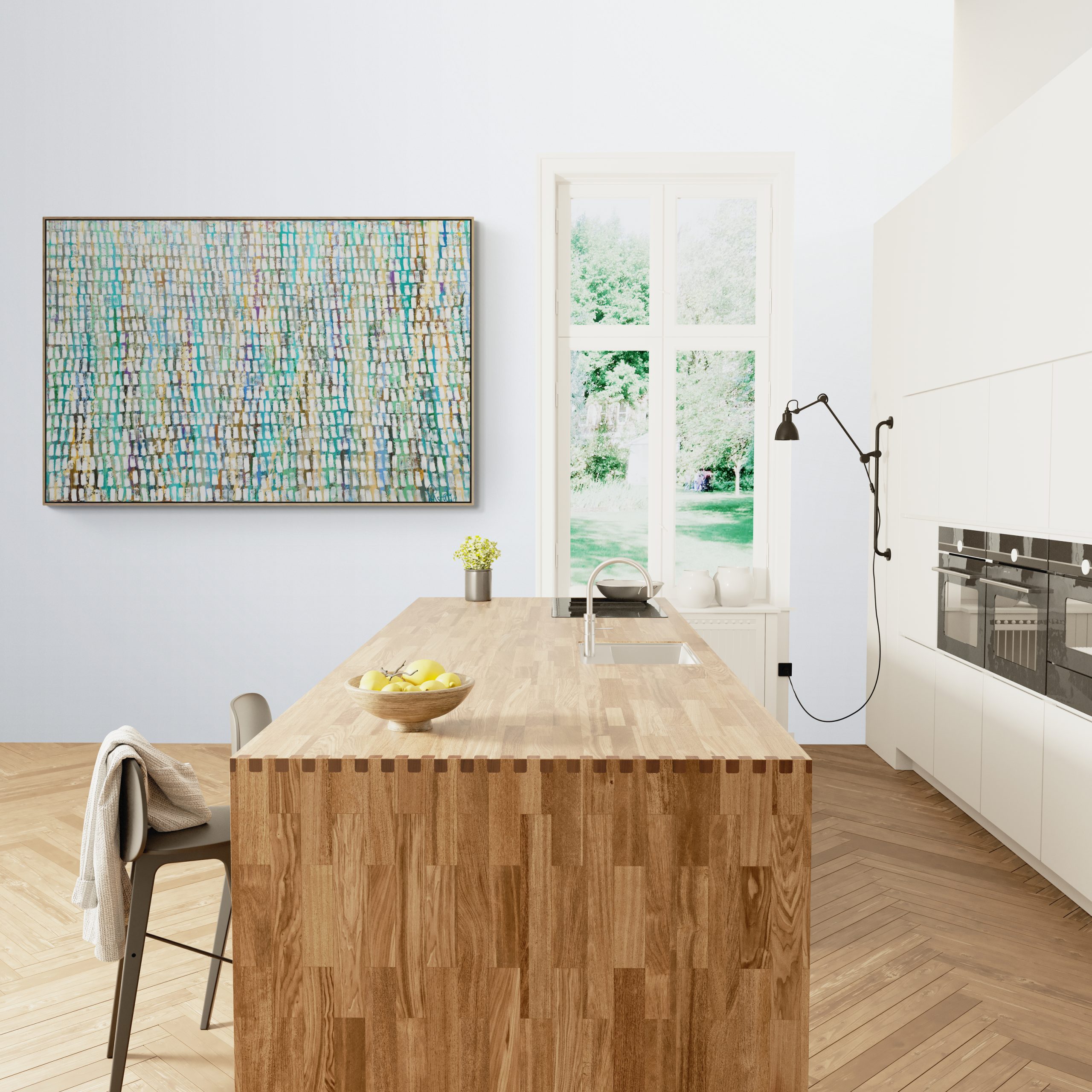 Kitchen With Large Wooden Island