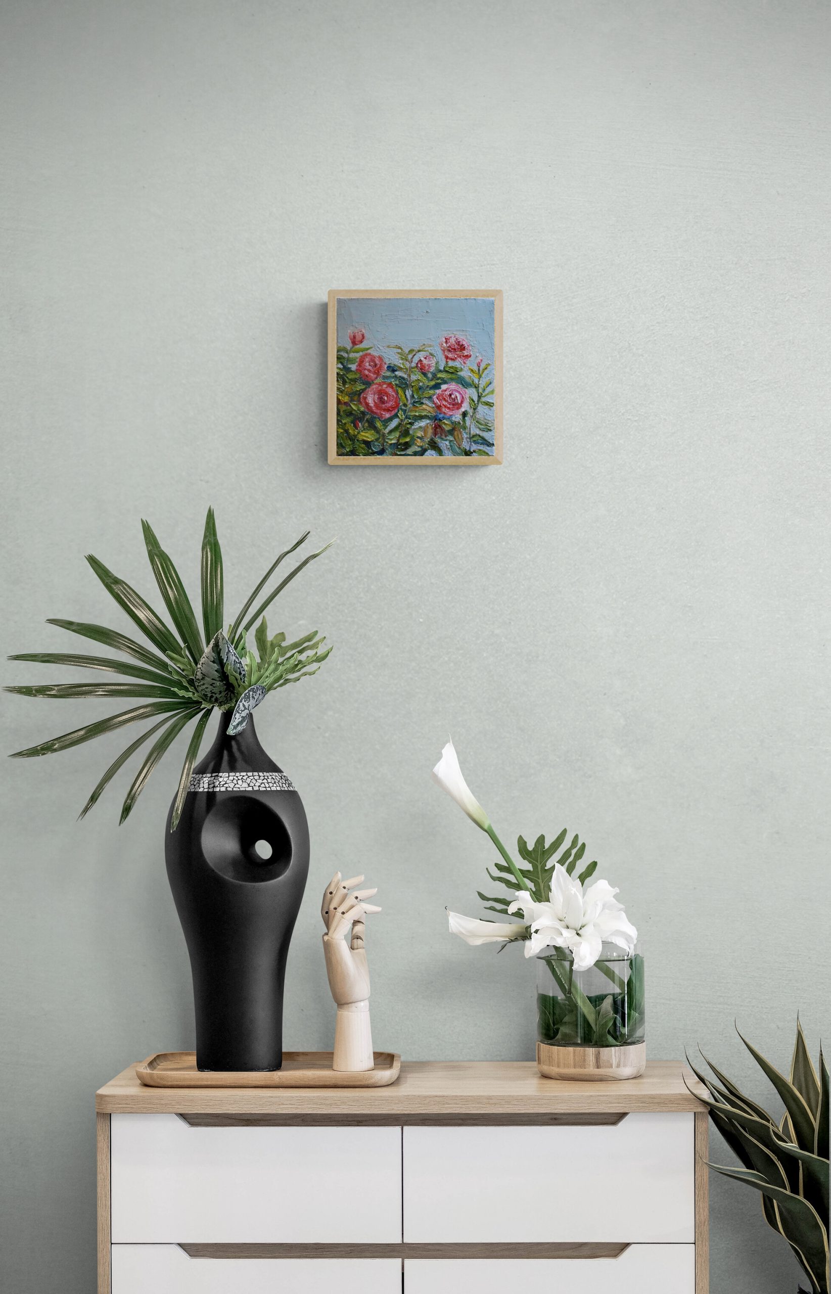 White Cabinet With Tropical Plants(5)