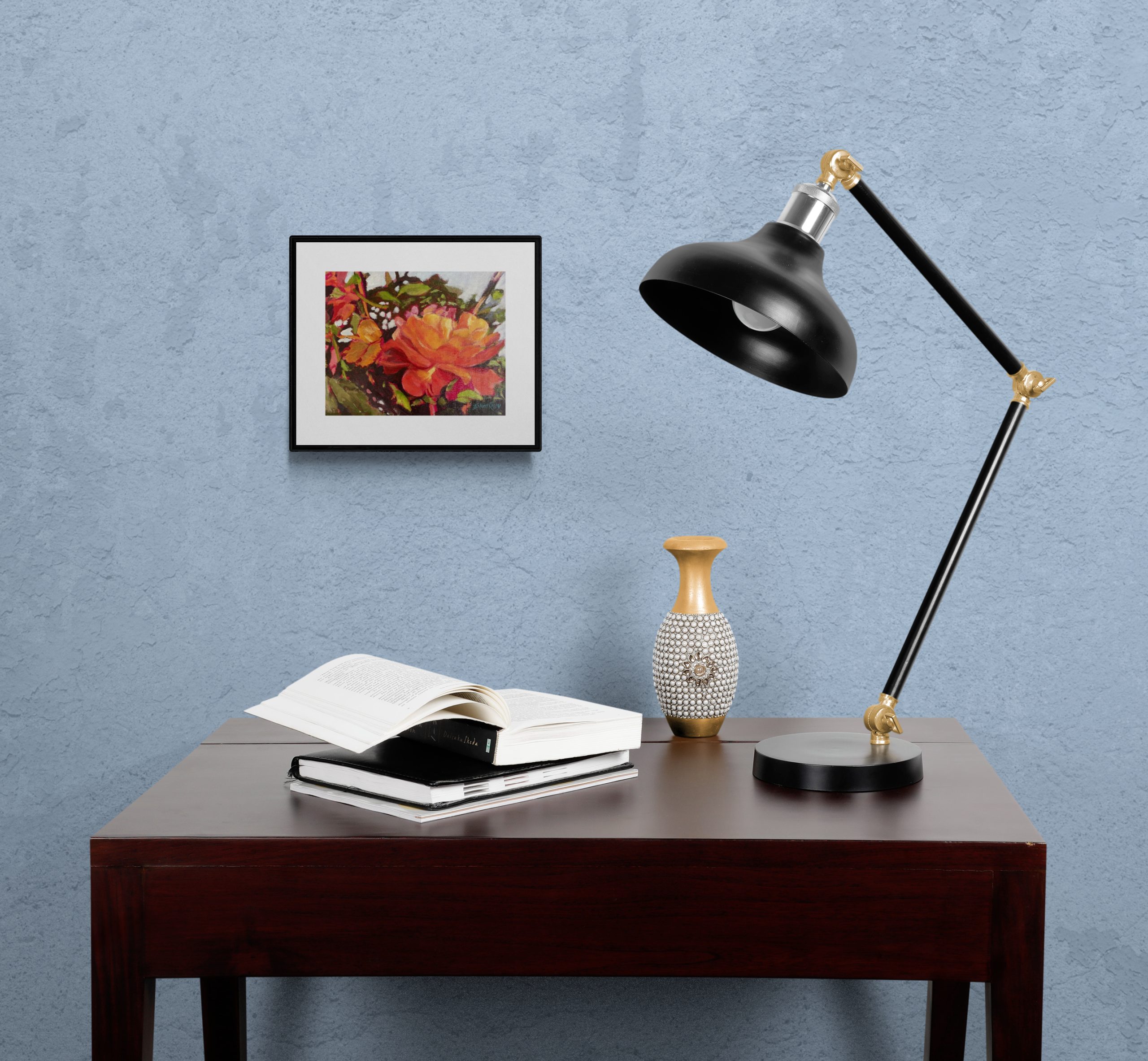 Small Desk With Black Lamp (2)