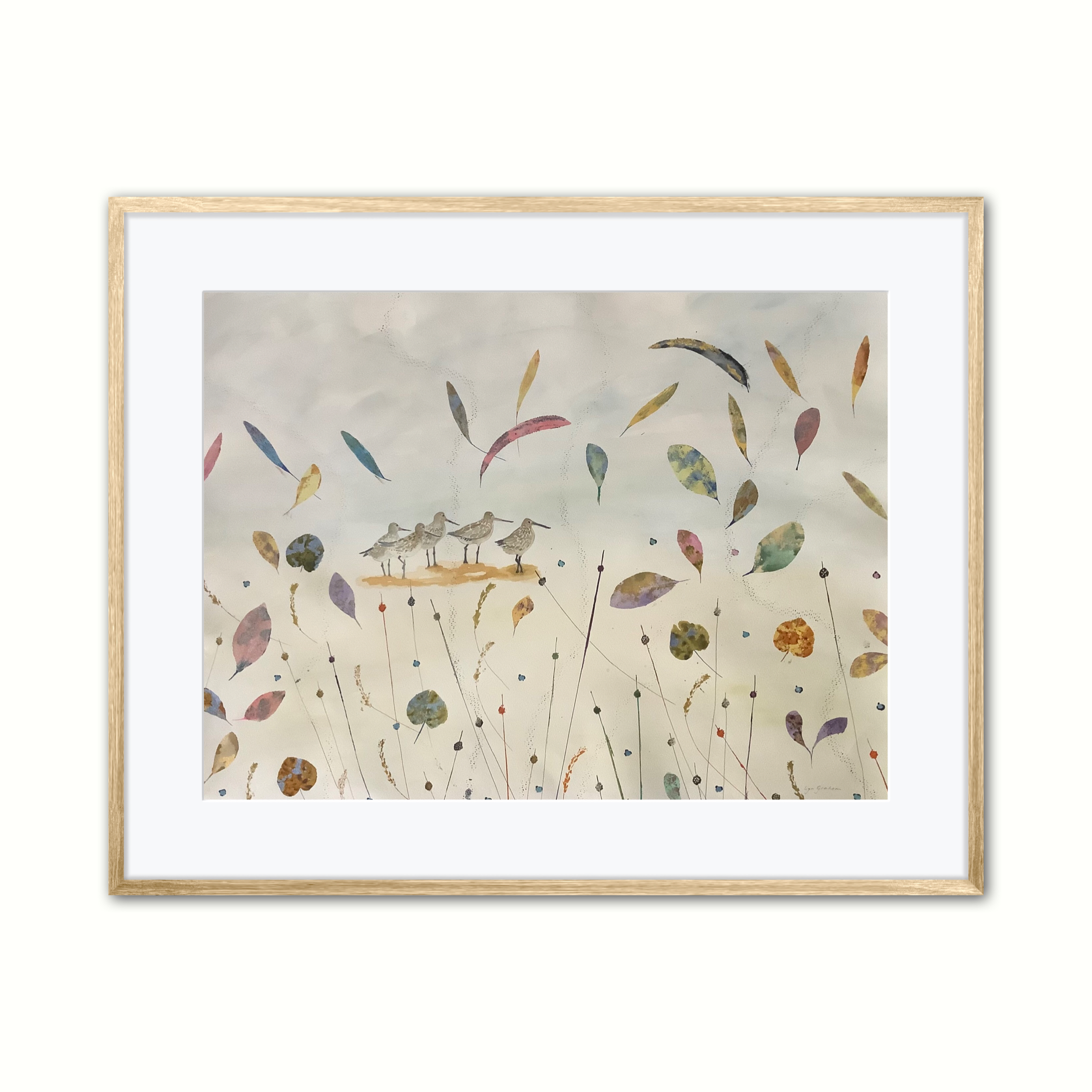 Lyn Graham Wetlands Bar Tailed Godwits Watercolour On Cotton Rag Paper 76.5 X 55.5 Framed