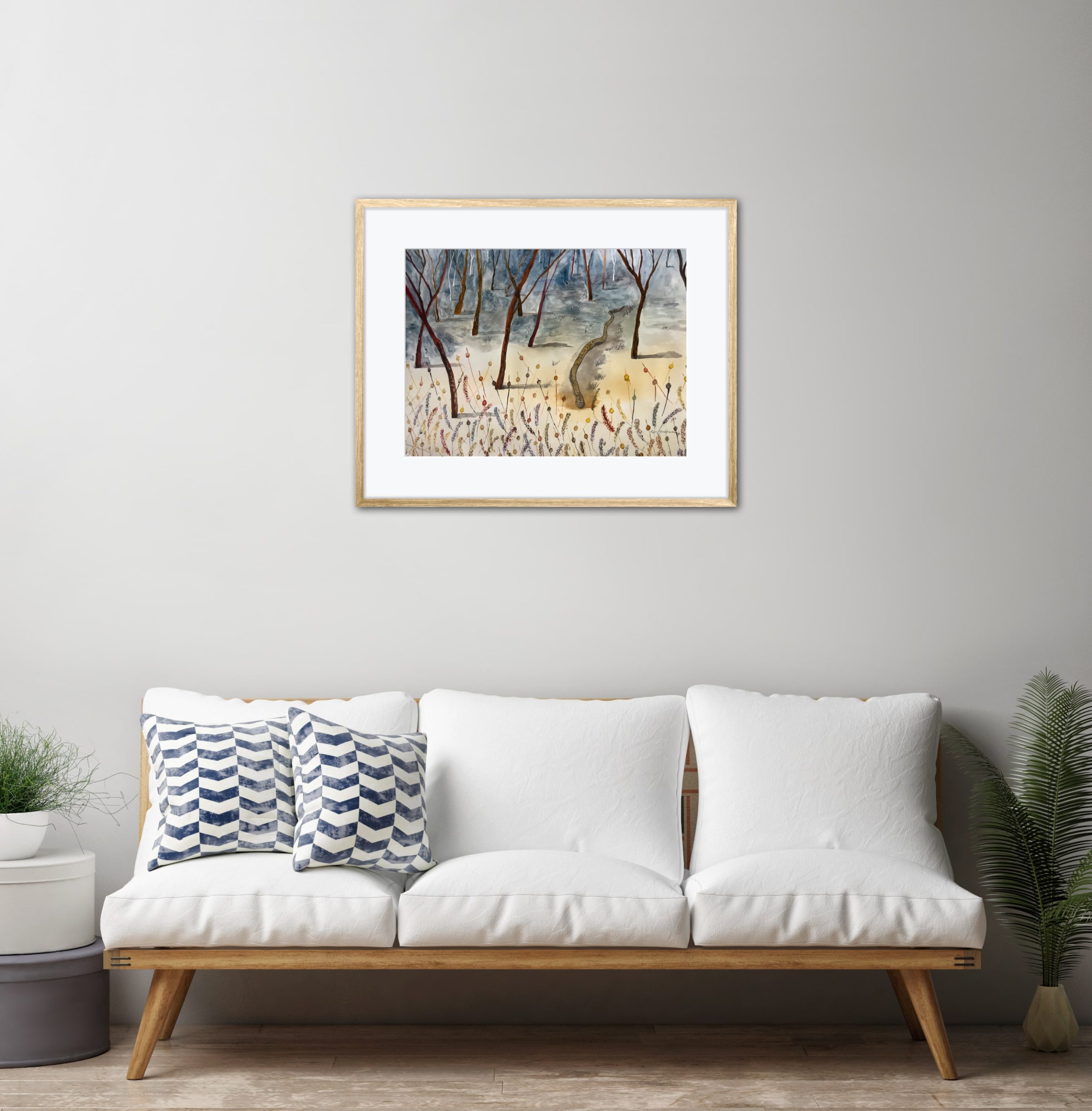 Lyn Graham Snake 2 Watercolour On Cotton Paper 59.5 X 41.5 Lounge