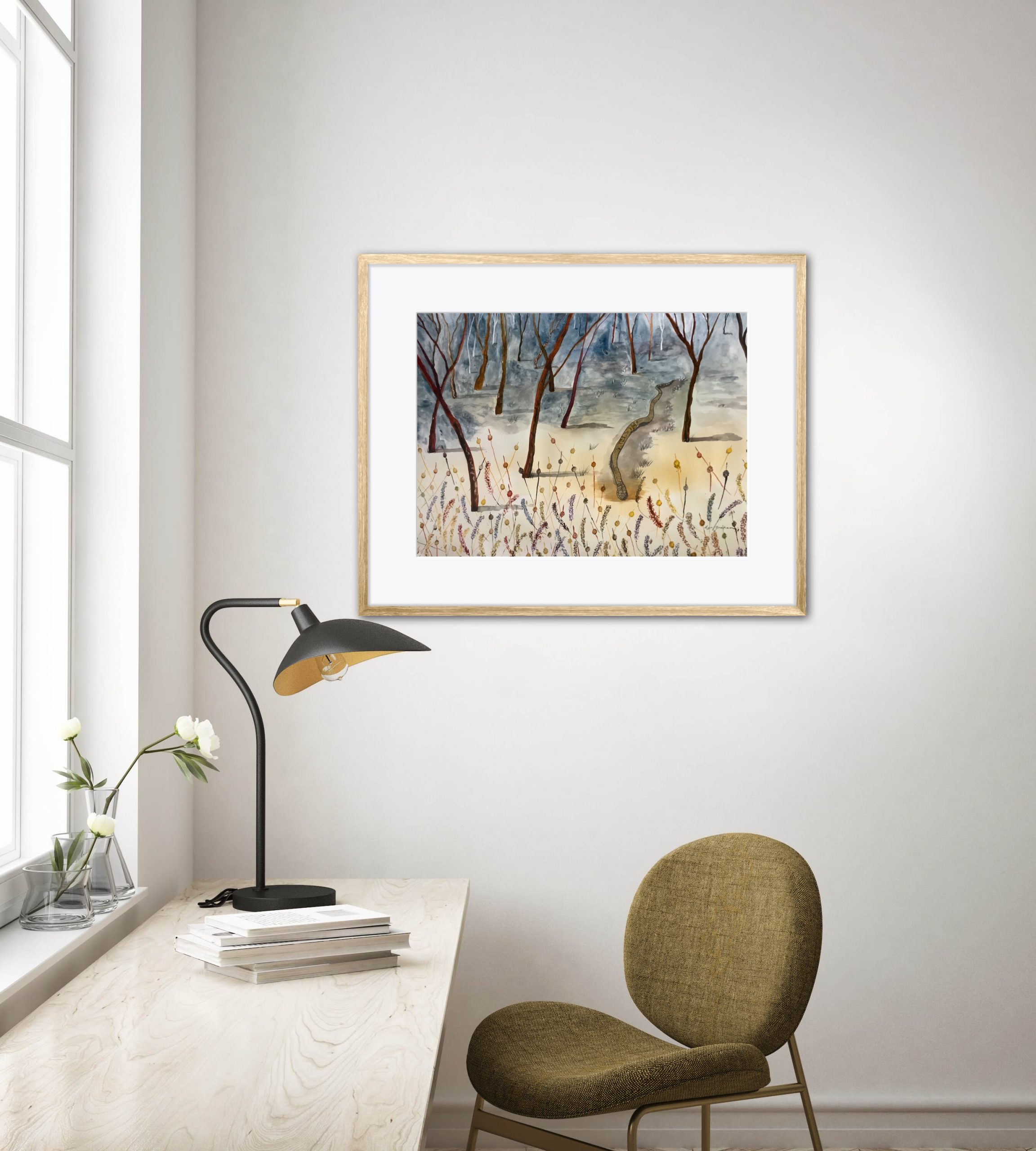 Lyn Graham Snake 2 Watercolour On Cotton Paper 59.5 X 41.5 Desk