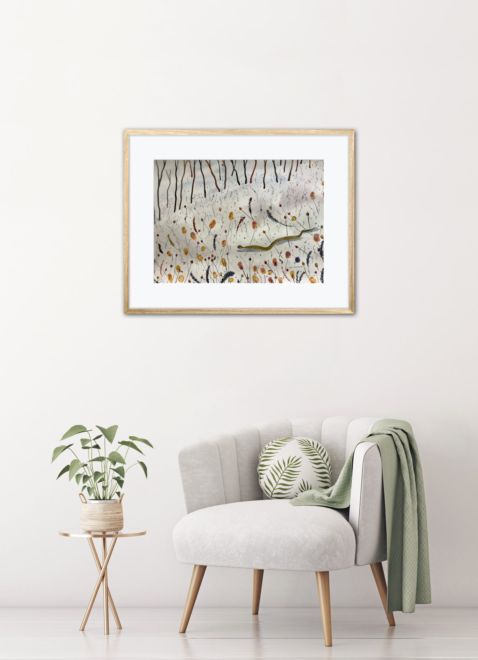 Lyn Graham Snake 3 Watercolour On Cotton Paper 59.5 X 41.5 Chair