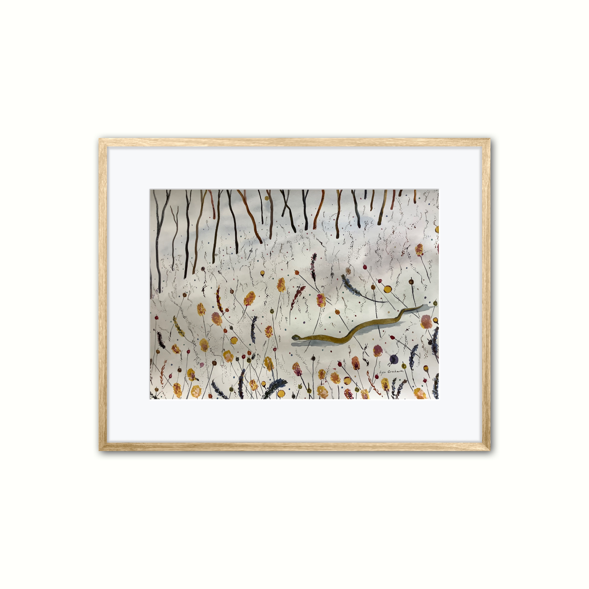 Lyn Graham Snake 3 Watercolour On Cotton Paper 59.5 X 41.5 Frame