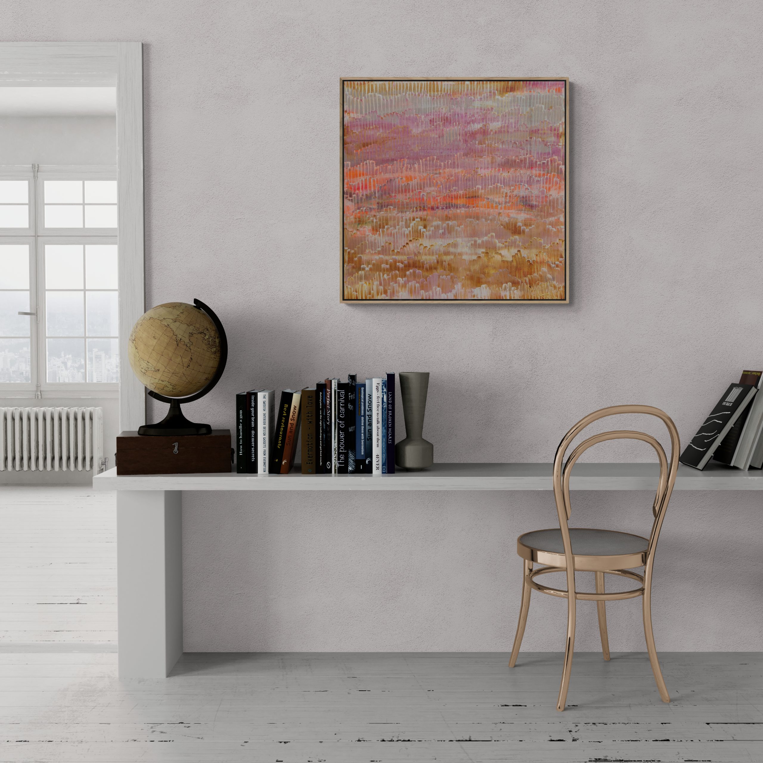 Wall Mounted Desk And Metal Chair